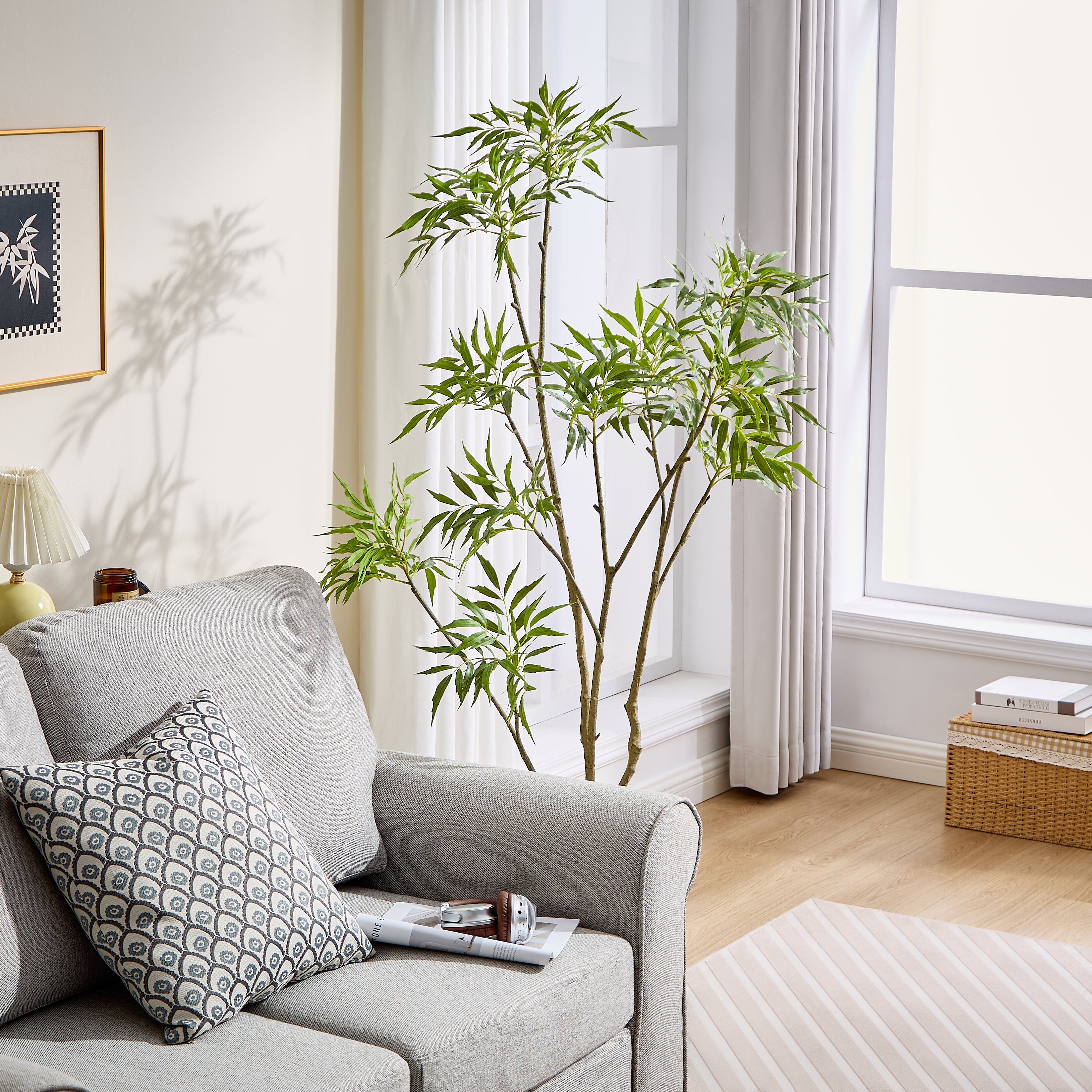 Árbol Decorativo Artificial Mahonia Fortunei Estilo Natural para Decoración Interior