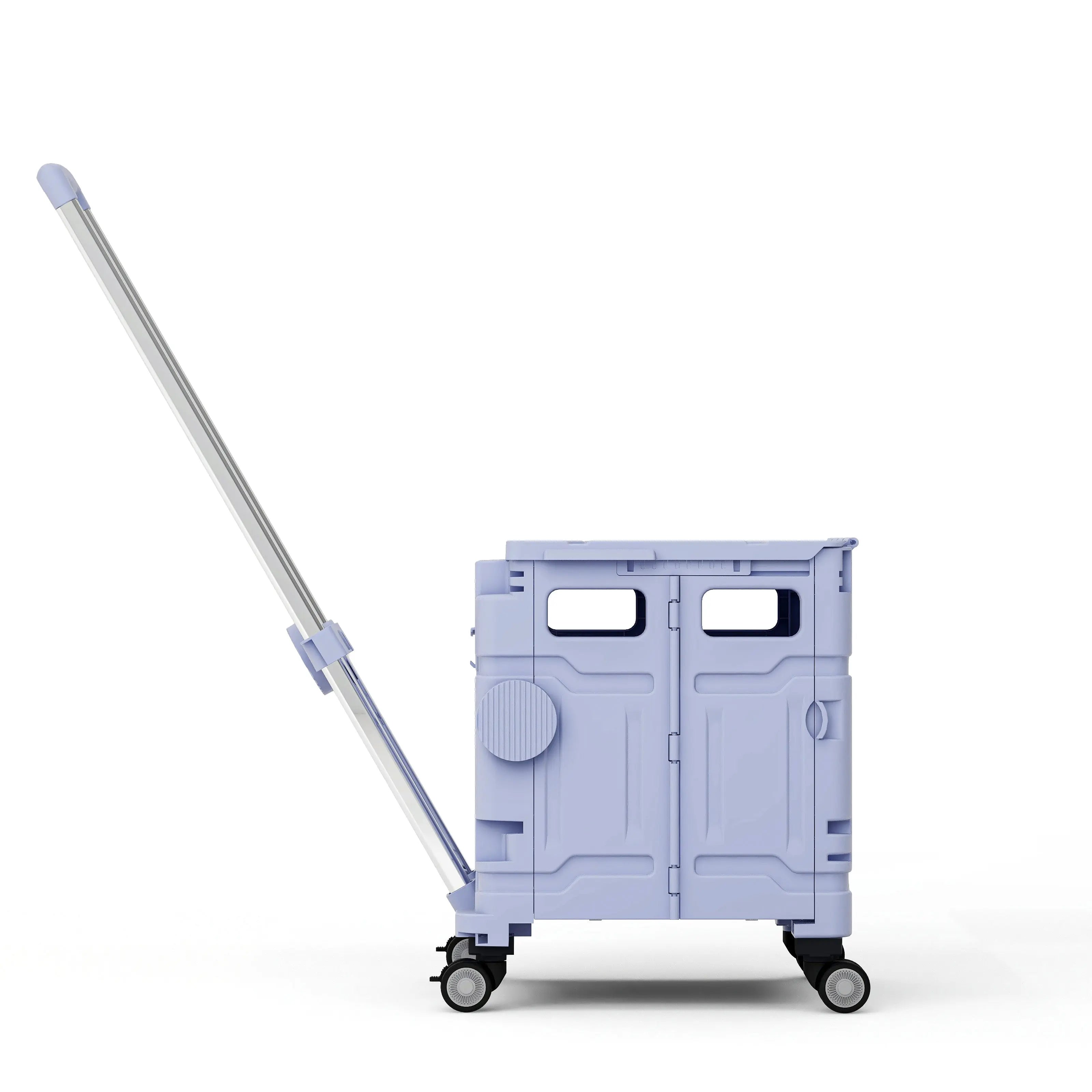 Carrito de Mandado con Ruedas Giratorias 360°, Plegable con Mango Ajustable y Tapa, Soporta hasta 50 kg (45L) MU:4LIFE