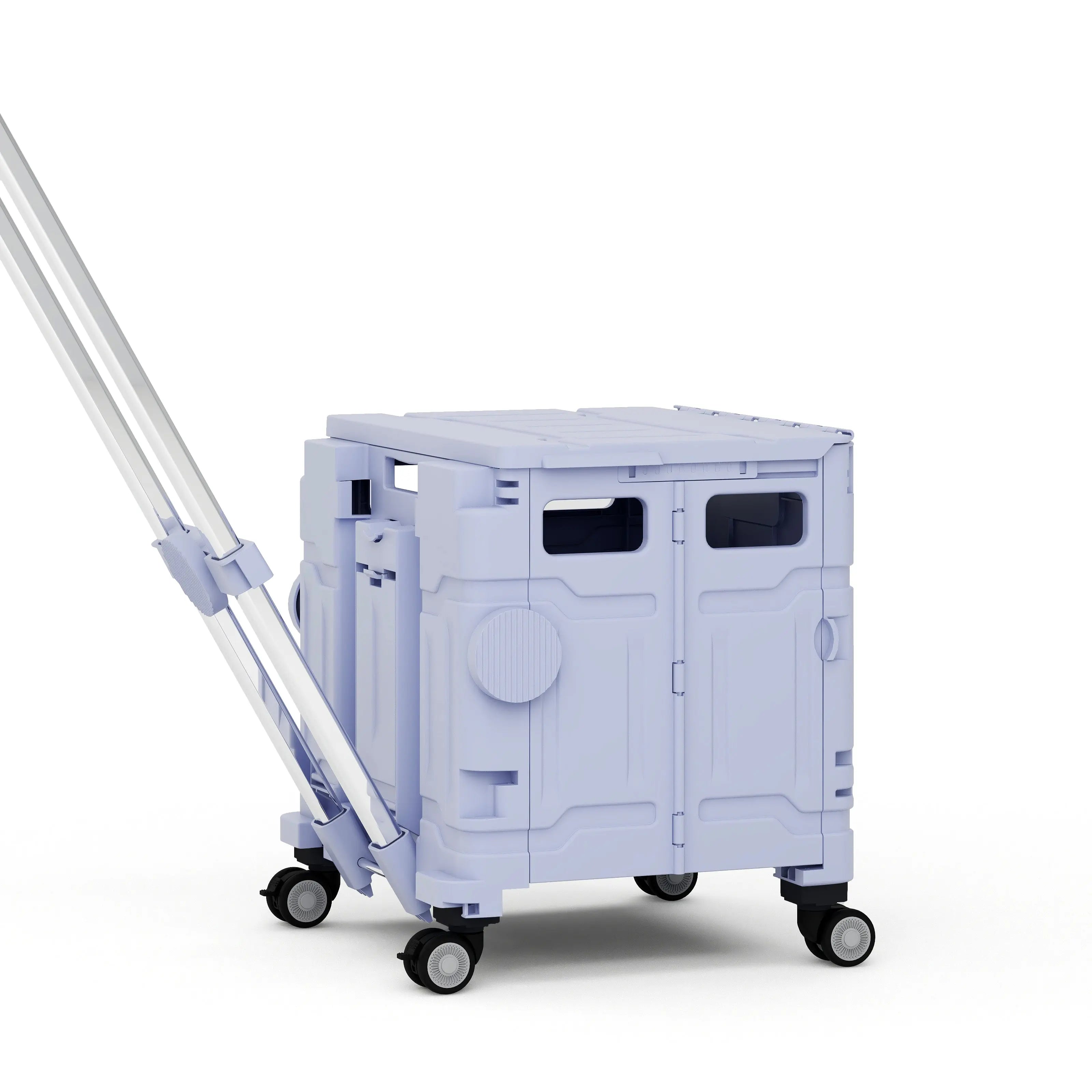 Carrito de Mandado con Ruedas Giratorias 360°, Plegable con Mango Ajustable y Tapa, Soporta hasta 50 kg (45L) MU:4LIFE