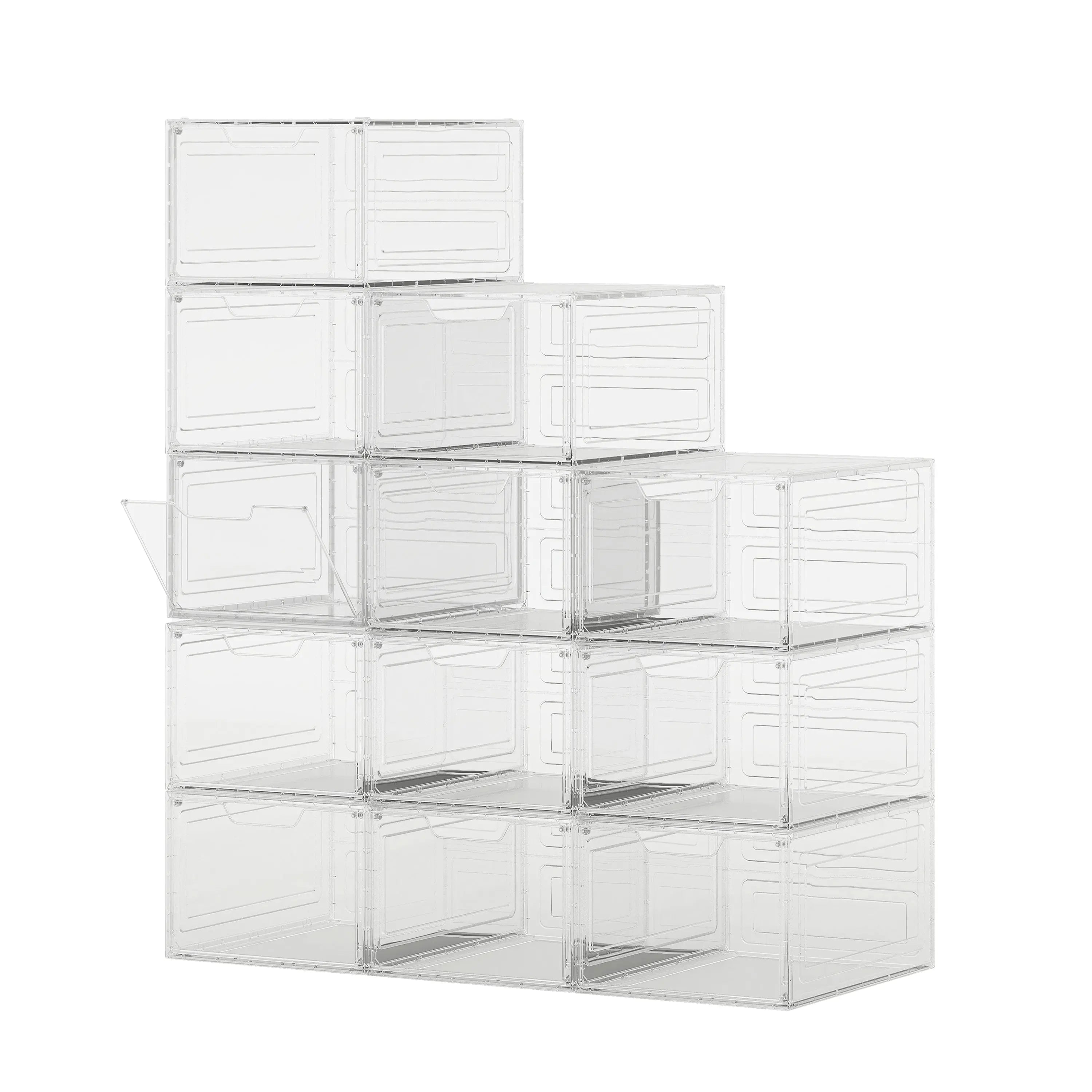 CLEAR Caja Organizador para Zapatos, Puerta Transparente y Magnética, Apilables, Caja de Exhibicion y Almacenamiento Multifuncional Para Hogar MU:4LIFE