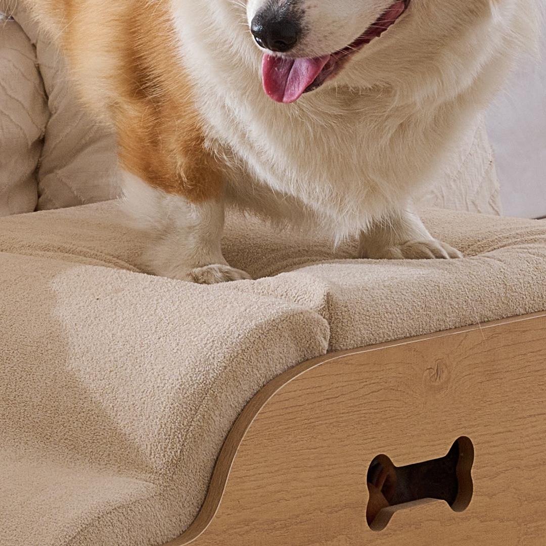 Escalera para Perros con Almacenamiento, Funda Lavable, Diseño Ergonómica y Relleno de Espuma de Alta Densidad