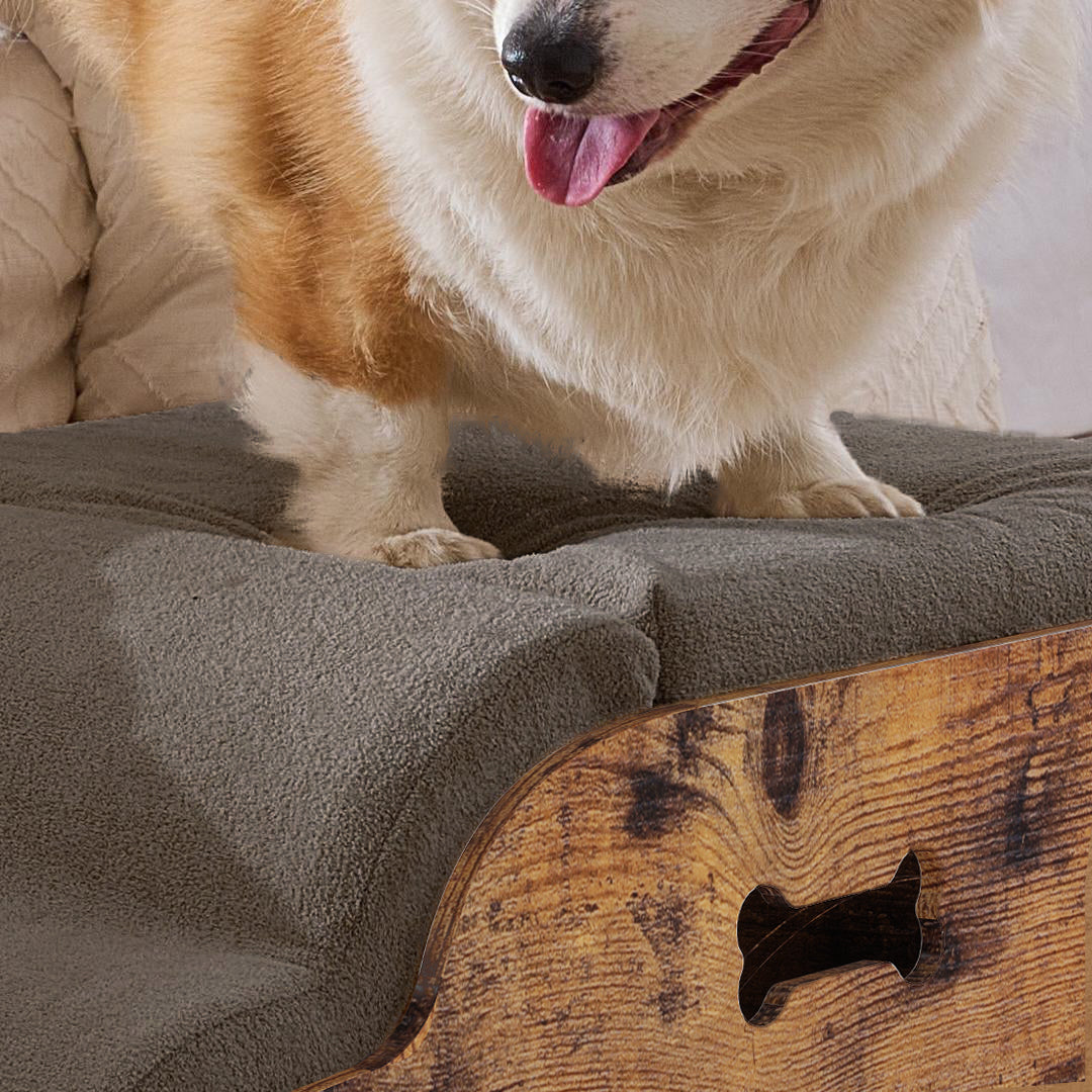 Escalera para Perros con Almacenamiento, Funda Lavable, Diseño Ergonómica y Relleno de Espuma de Alta Densidad