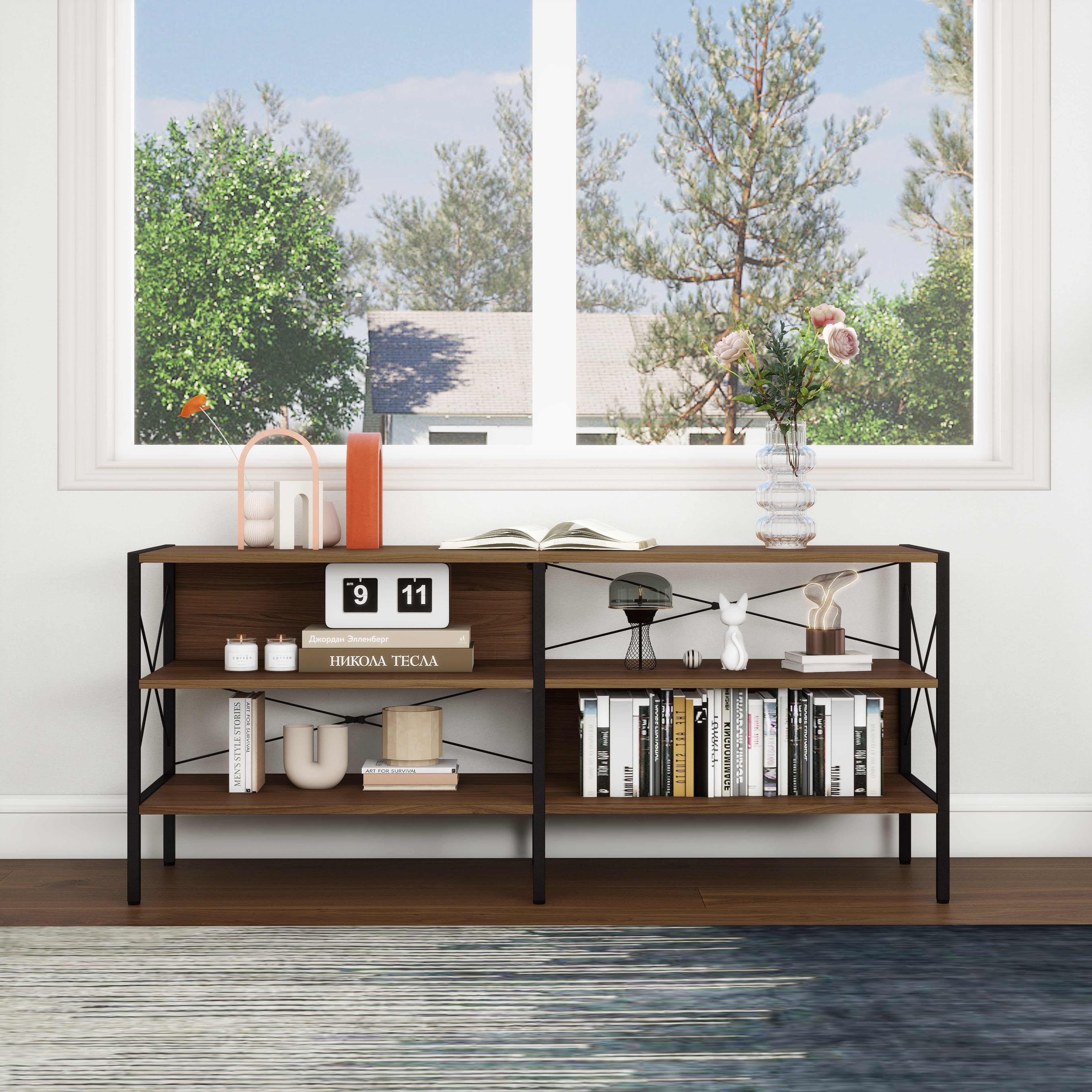 Estantería Consola de Madera para Tv de Color Nogal