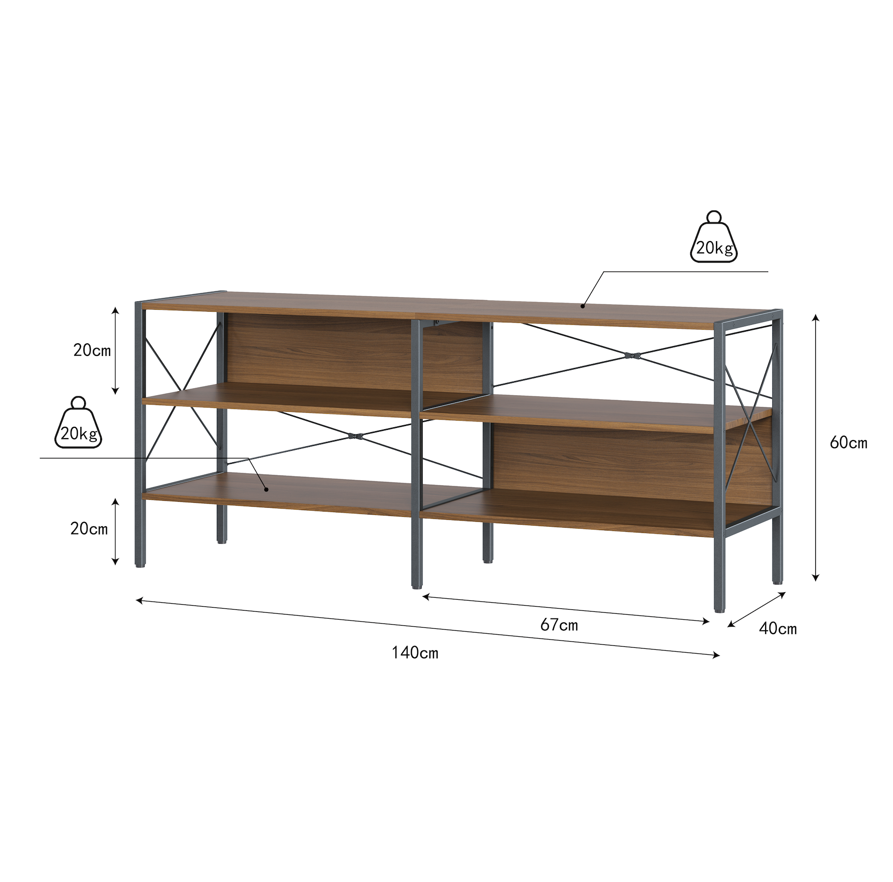 Estantería Consola de Madera para Tv de Color Nogal