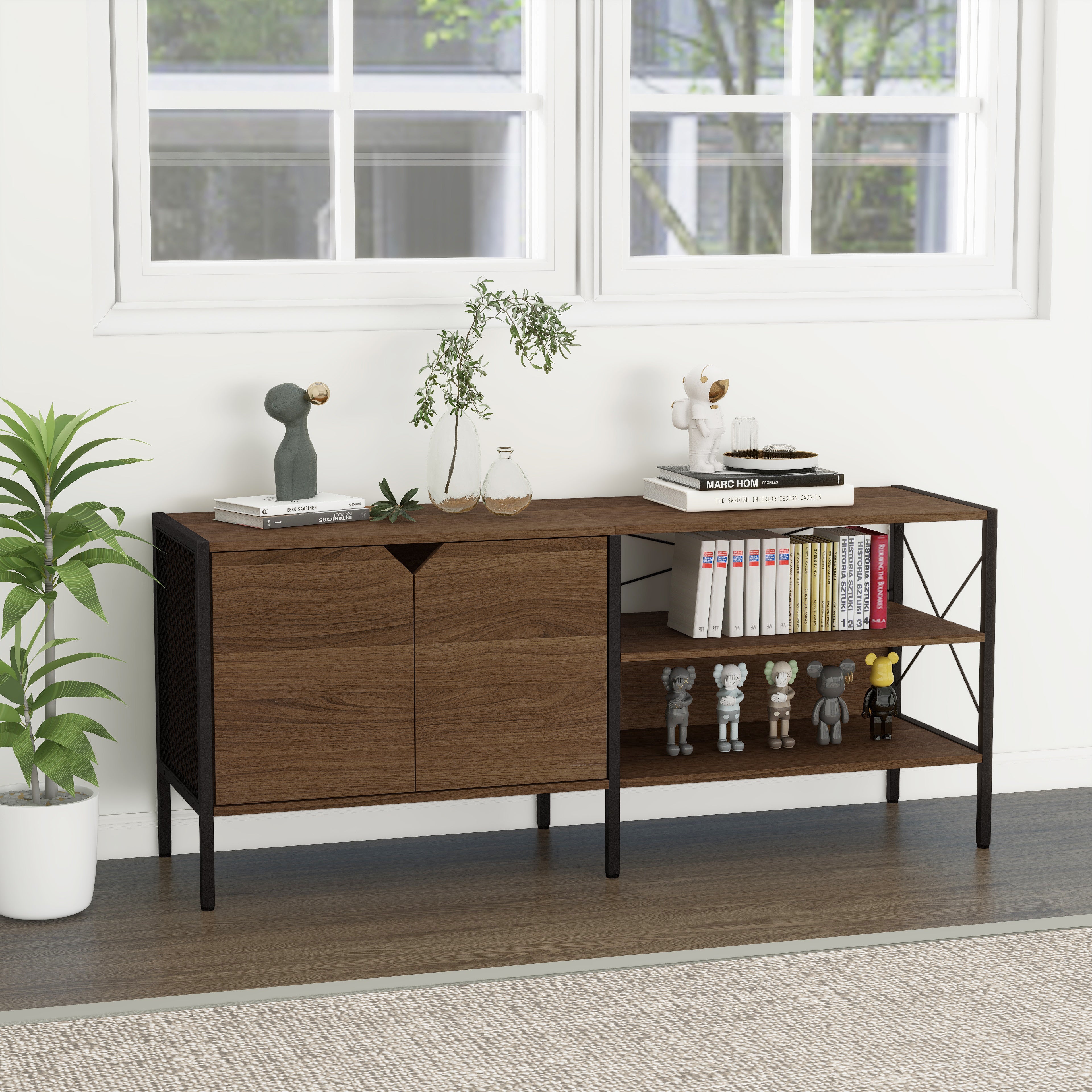 Estantería Consola de Madera para Tv de Color Nogal