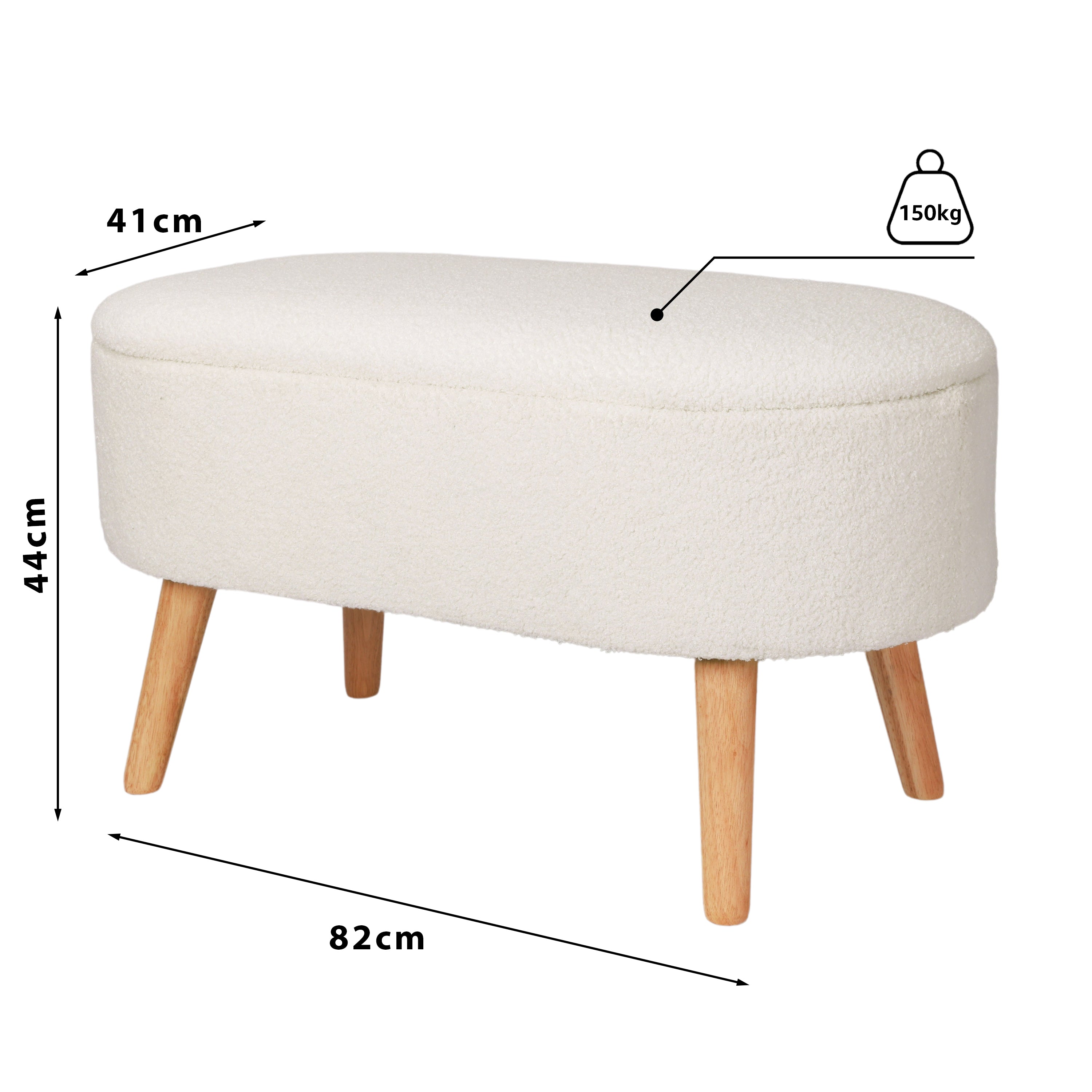 Taburete Otomano con Asiento Acolchado Blanco para Sala y Recámara