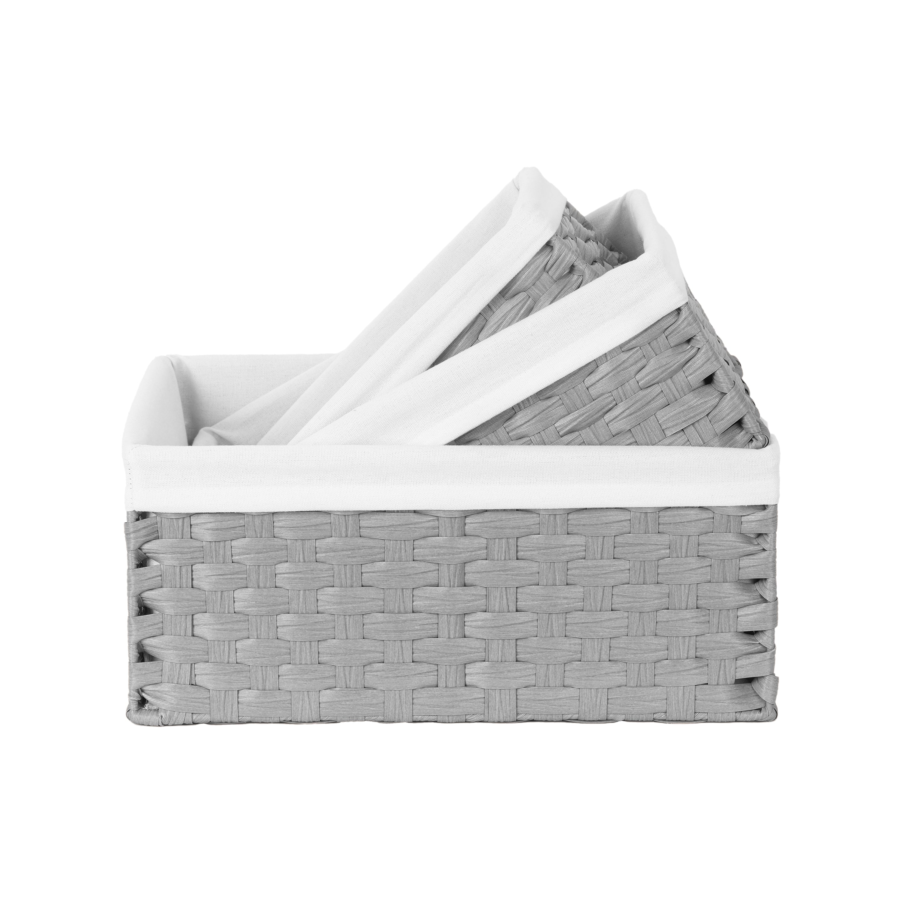 Set de 3 Canastas Organizadoras de PE, Cestas de Almacenamiento Multiusos para Baño, Cocina y Decorativa para Hogar