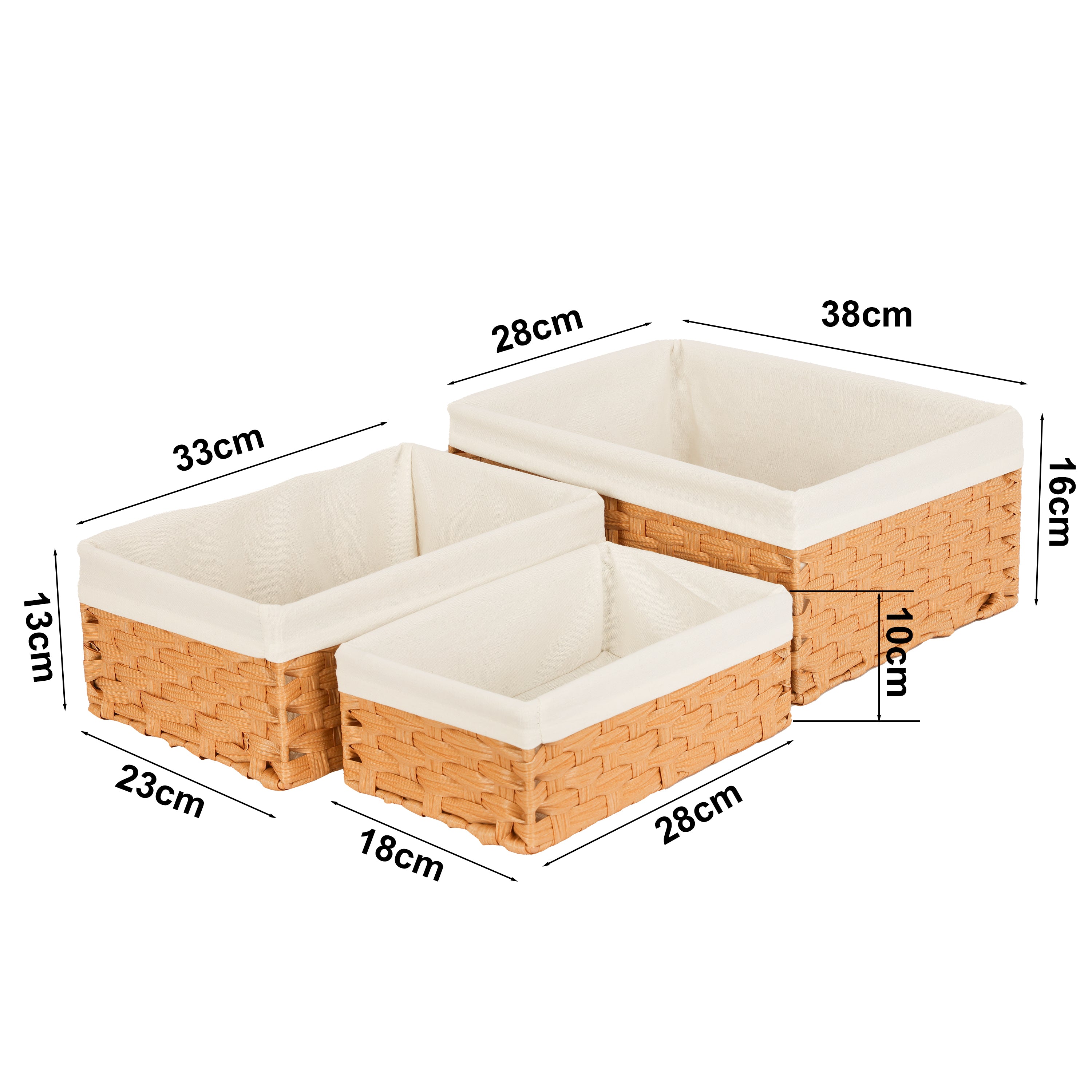 Set de 3 Canastas Organizadoras de PE, Cestas de Almacenamiento Multiusos para Baño, Cocina y Decorativa para Hogar