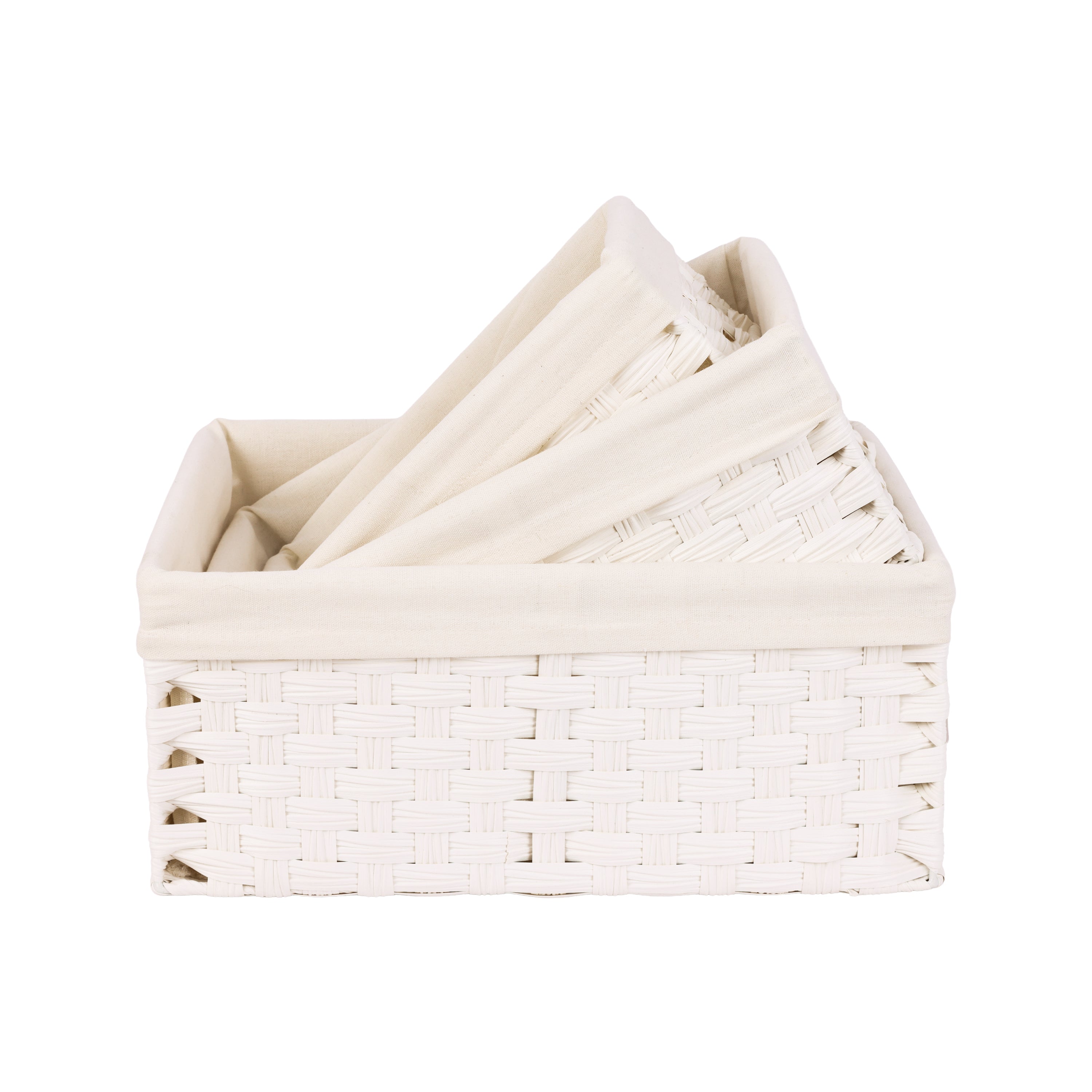 Set de 3 Canastas Organizadoras de PE, Cestas de Almacenamiento Multiusos para Baño, Cocina y Decorativa para Hogar