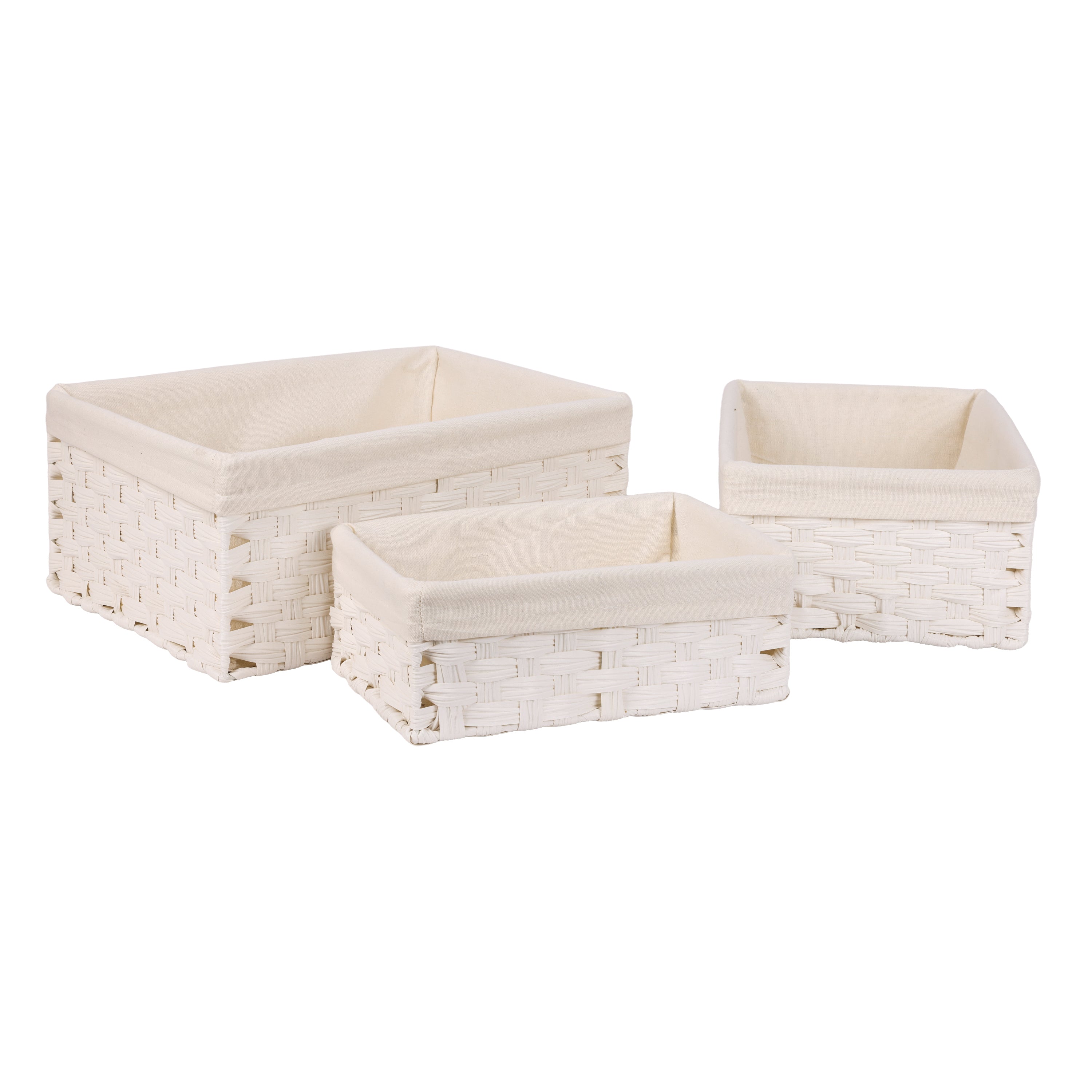 Set de 3 Canastas Organizadoras de PE, Cestas de Almacenamiento Multiusos para Baño, Cocina y Decorativa para Hogar