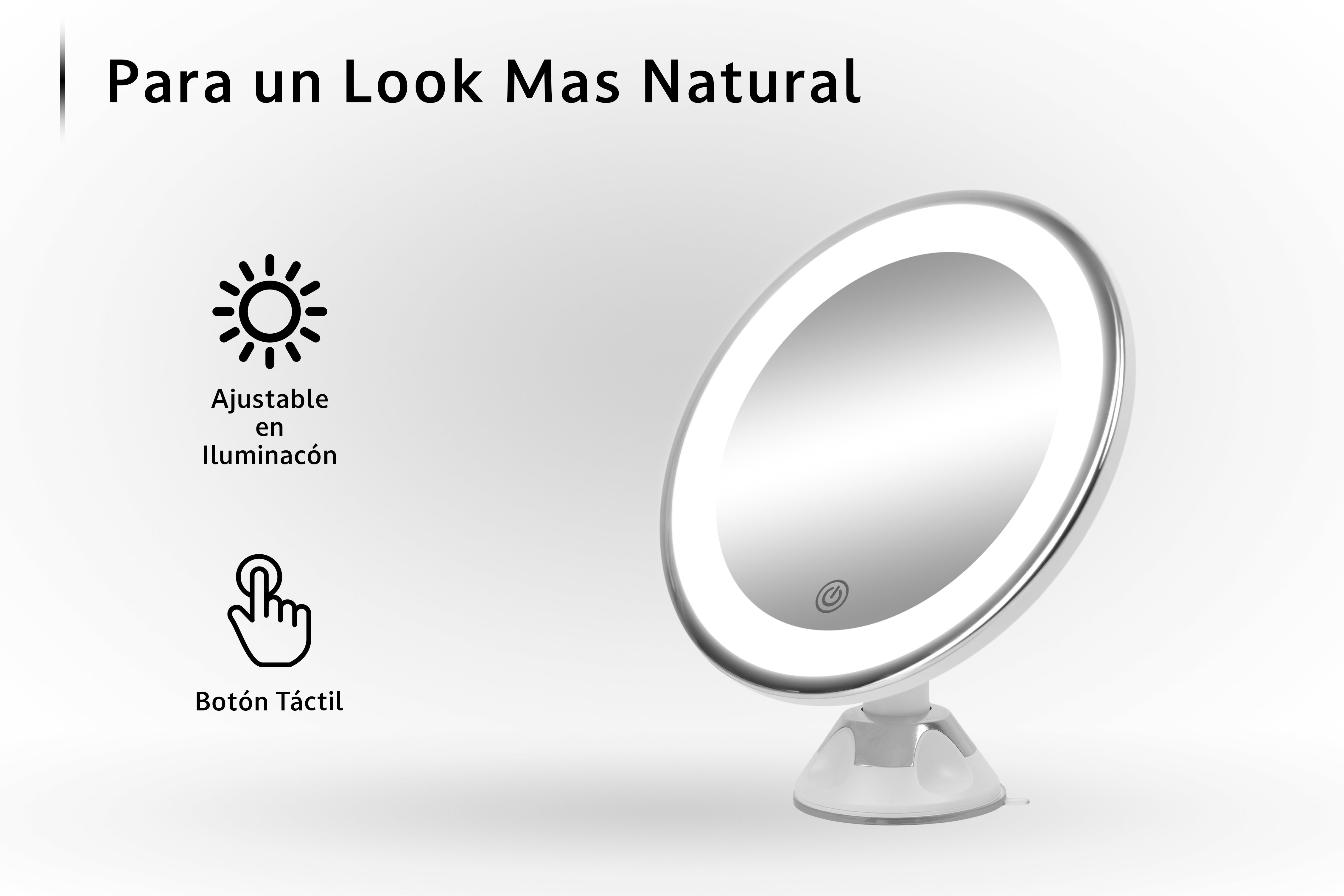 Espejo LED 10x con Ventosa para Baño – Iluminación Ajustable y Giro de 360 Grados