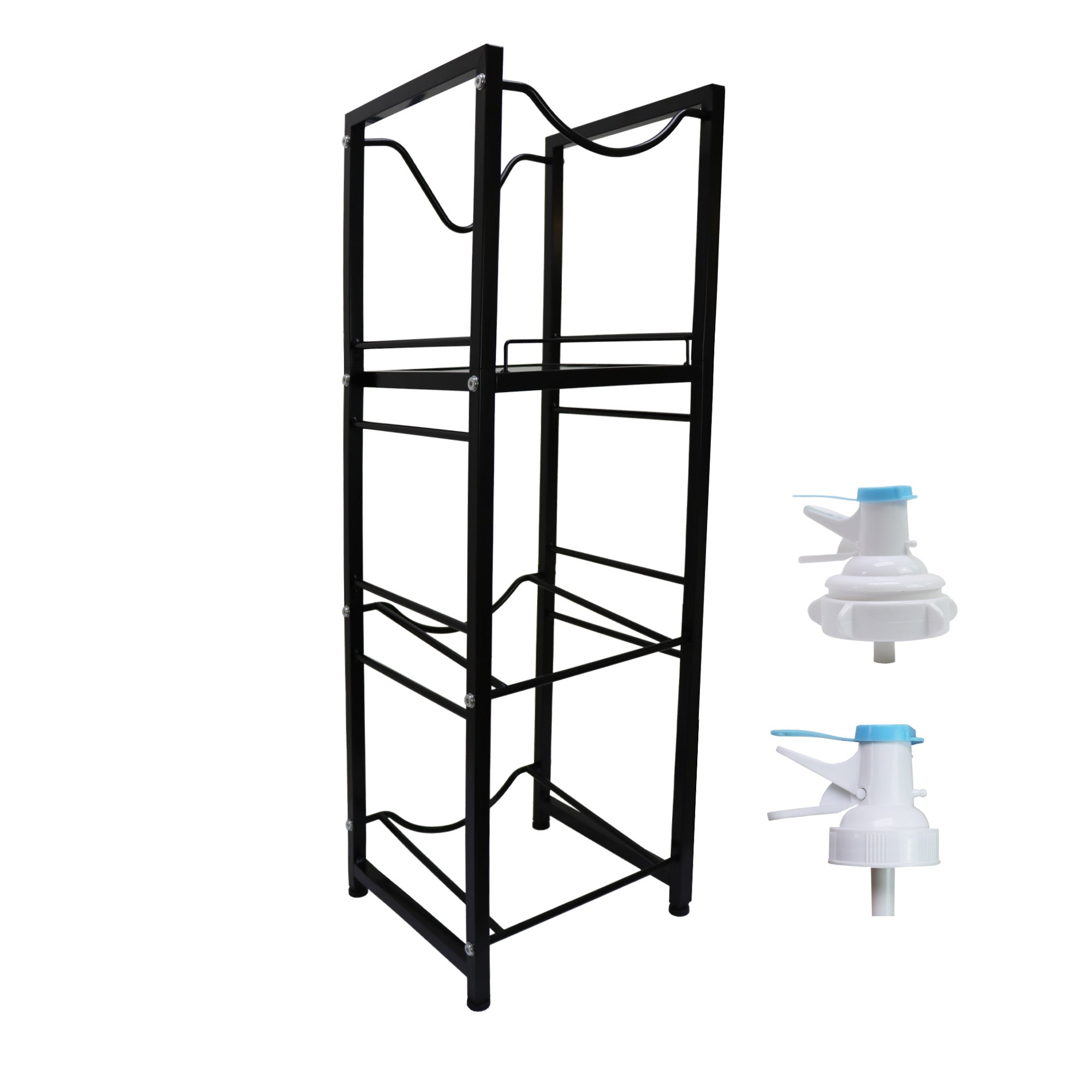 Estante para 3 Garrafones con Repisa y 2 Dispensadores – Ahorra Espacio en Cocina o Oficina