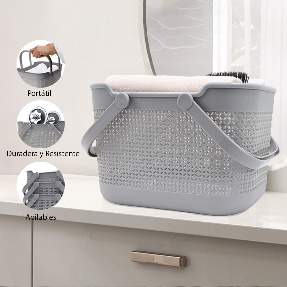 Set De 3 Canastas Plásticas De Almacenamiento Con 7 Tamaños Diferentes, Organizador Multiuso Para Cocina, Lavandería, Baño, Cajones Y Oficina