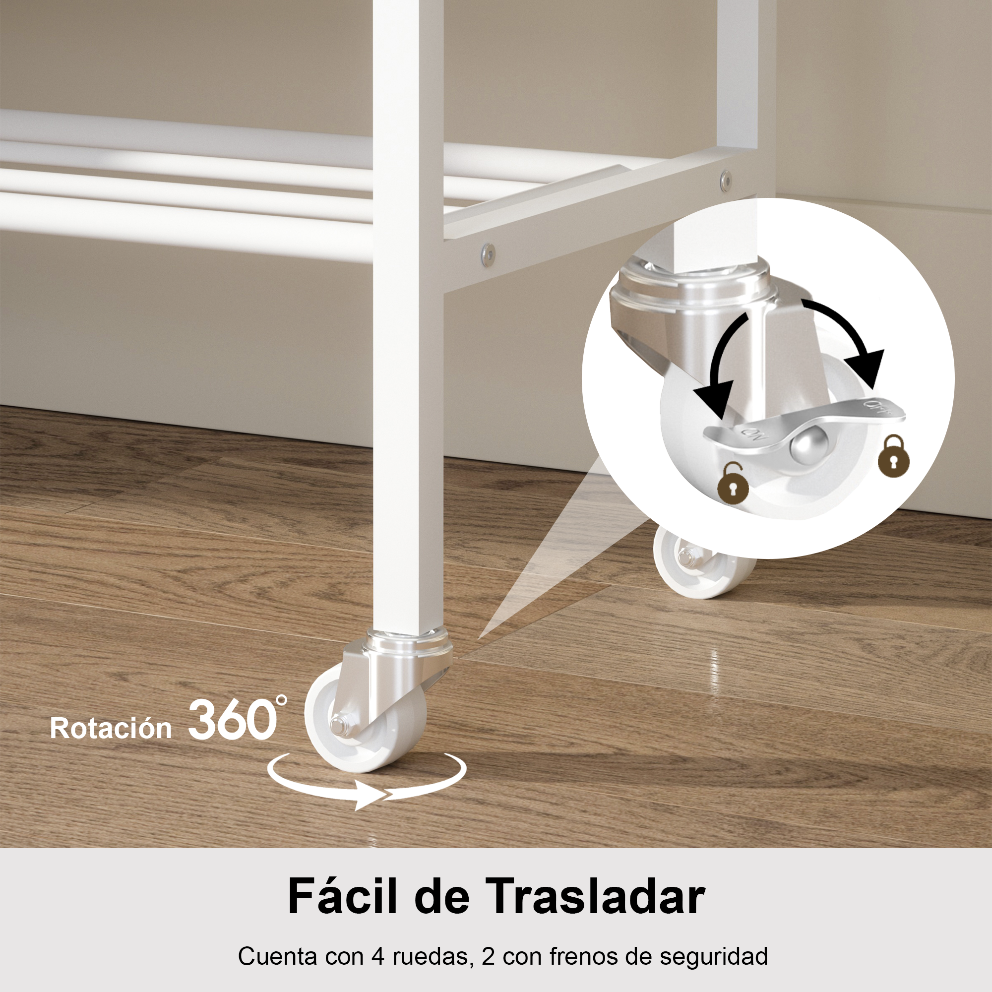 Perchero de Ropa con Ruedas y Doble Barra con 3 Repisas para Bolsos y Gorras y Un Estante Zapatero