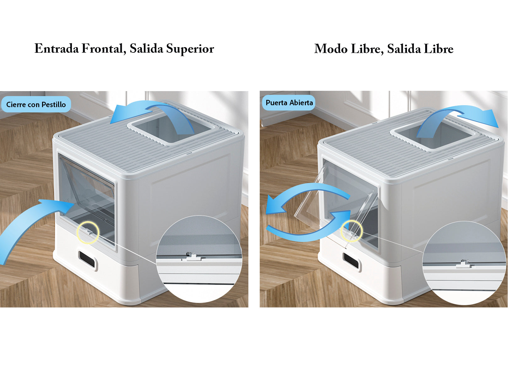 Arenero Cerrado para Gato con Bandeja Alta de Acero Inoxidable Integrado, con Palita y Tapa Desmontable