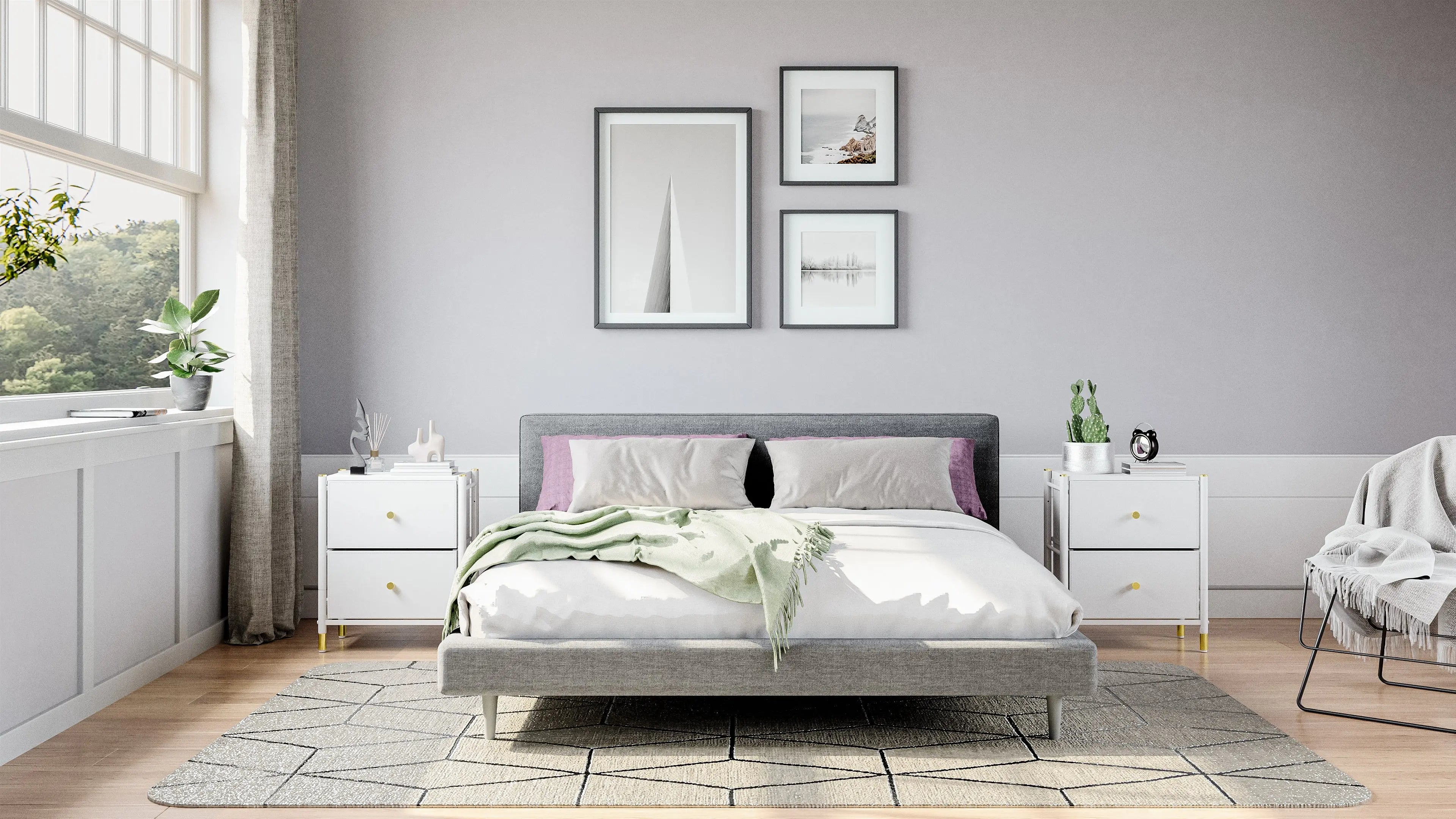 Buró de 2 Cajones para Recámara y Sala, Cómoda con Estructura de Metal, Tabla de MDF y Cajones de Tela No Tejida con Cubiertas de Cuero PU MU:4LIFE