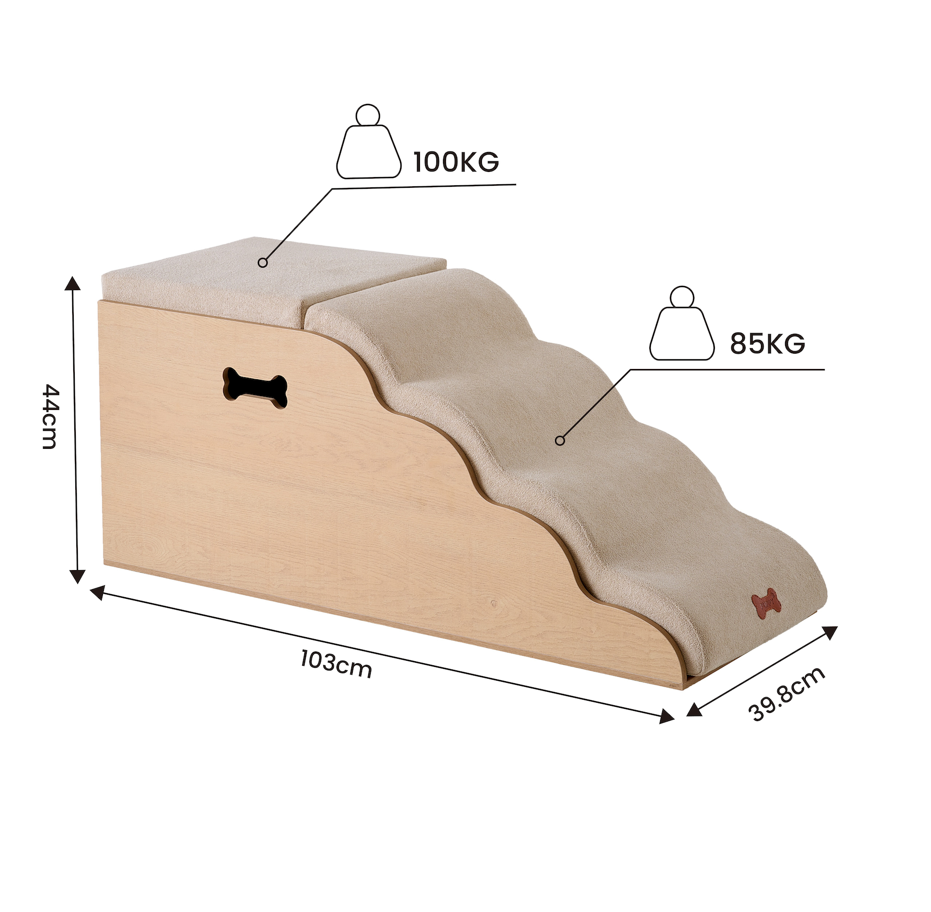 Escalera para Perros con Almacenamiento, Funda Lavable, Diseño Ergonómica y Relleno de Espuma de Alta Densidad