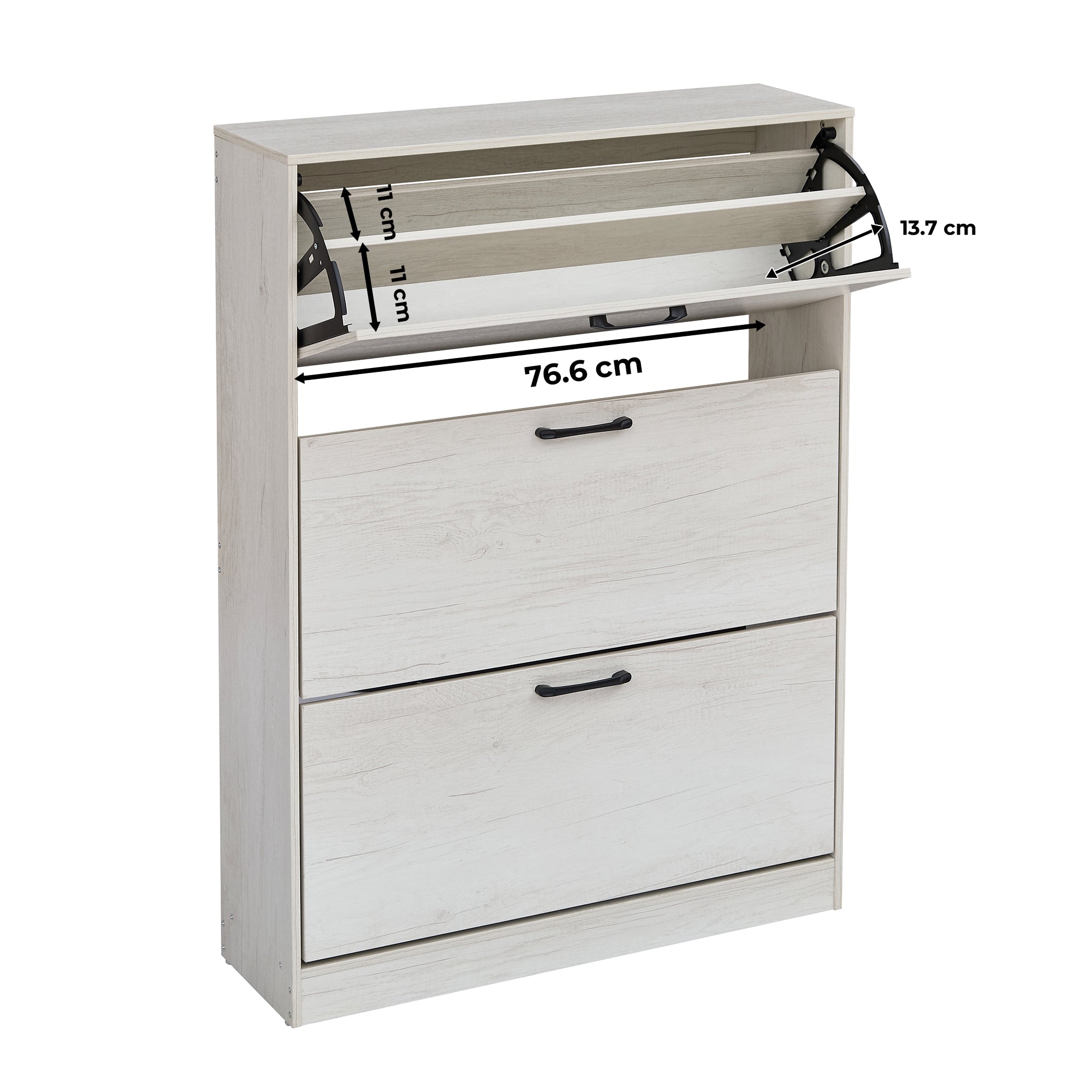 Gabinete para Calzado 3 Cajones Abatibles, Blanco Marfil, Diseño Estrecho para Recibidor