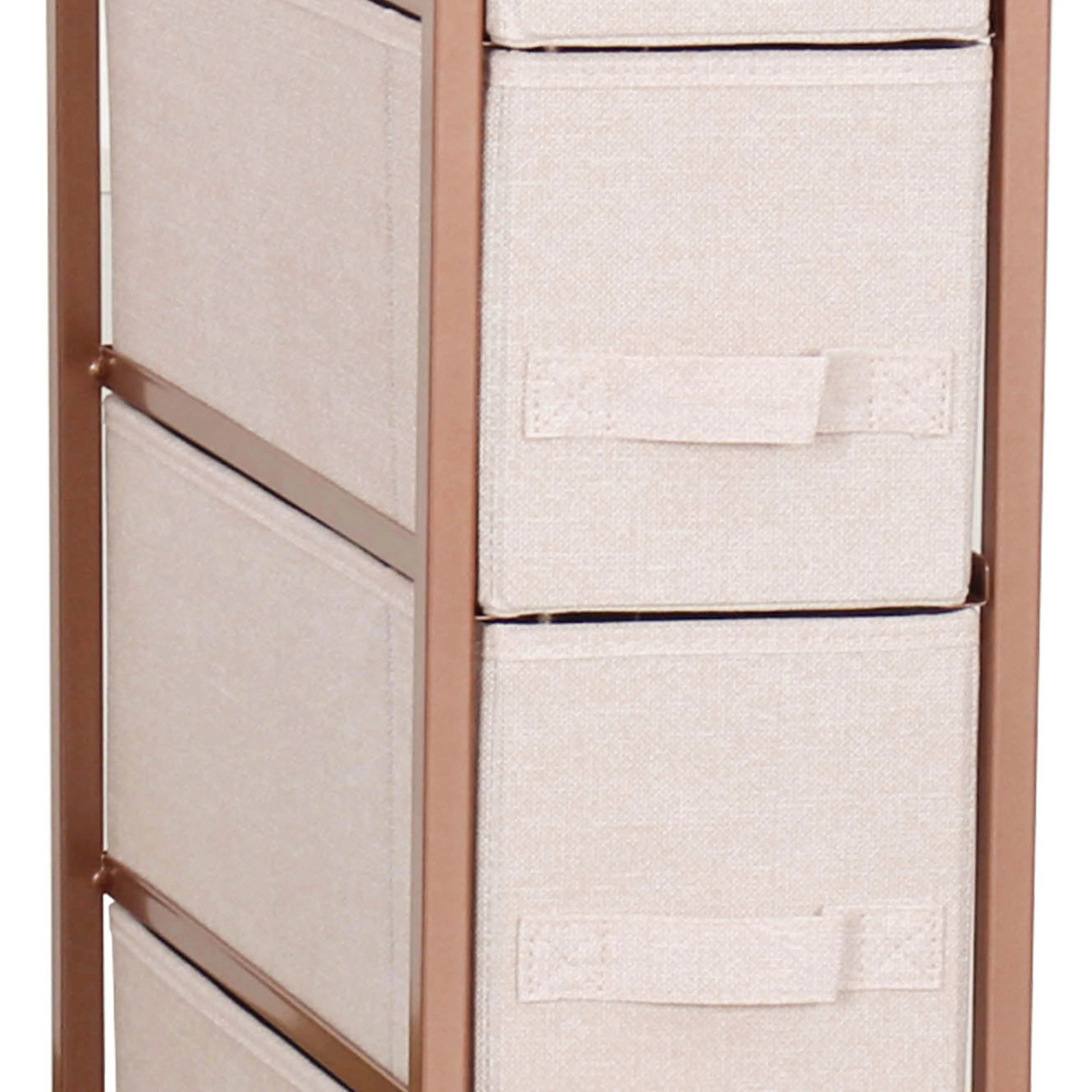 Cómoda estrecha de 4 cajones almacenamiento para hogar y oficina, organizador cajonera de estructura metal y cajones tela no tejida MU:4LIFE