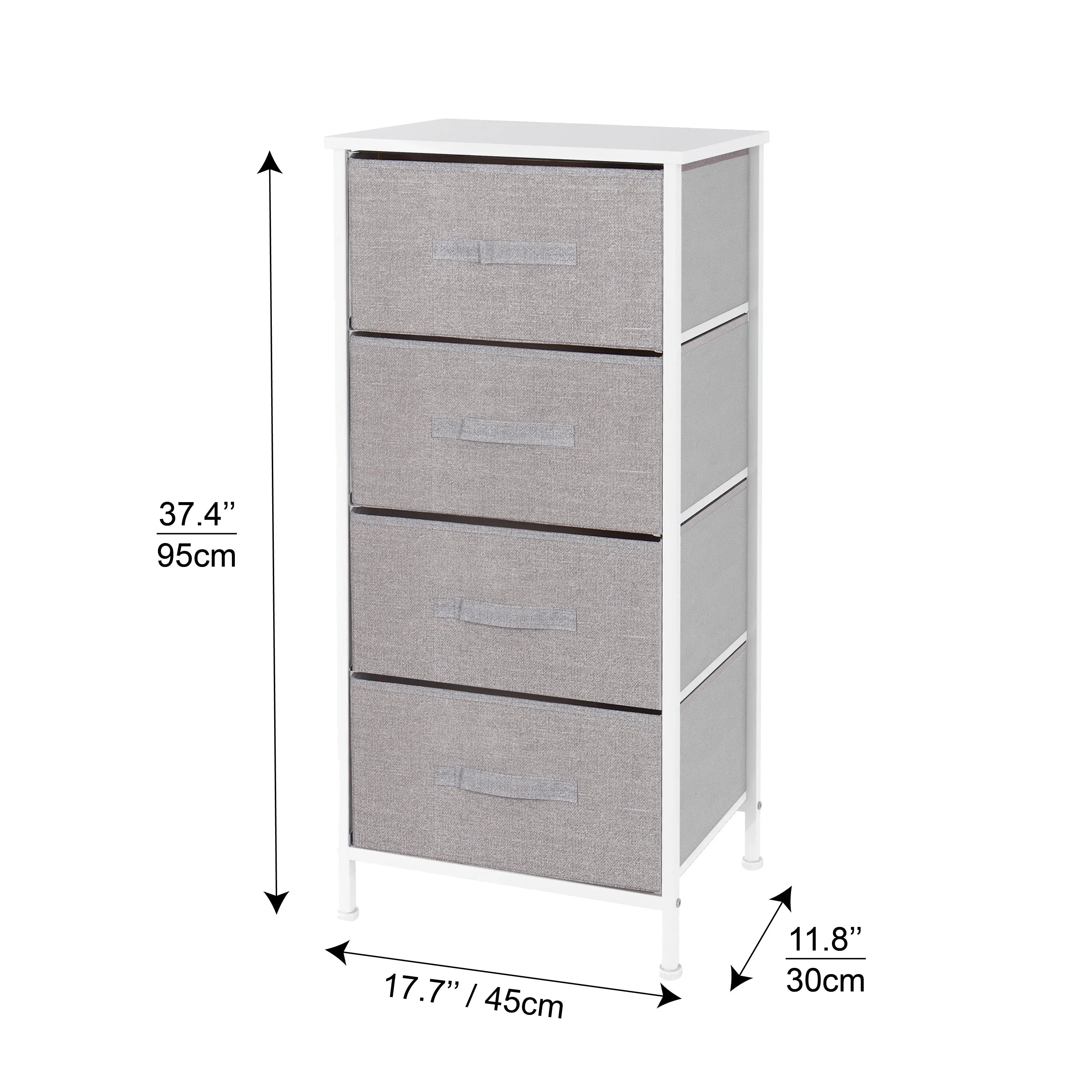 Cómoda de 4 cajones almacenamiento para hogar y oficina, organizador cajonera de estructura metal y cajones tela no tejida MU:4LIFE