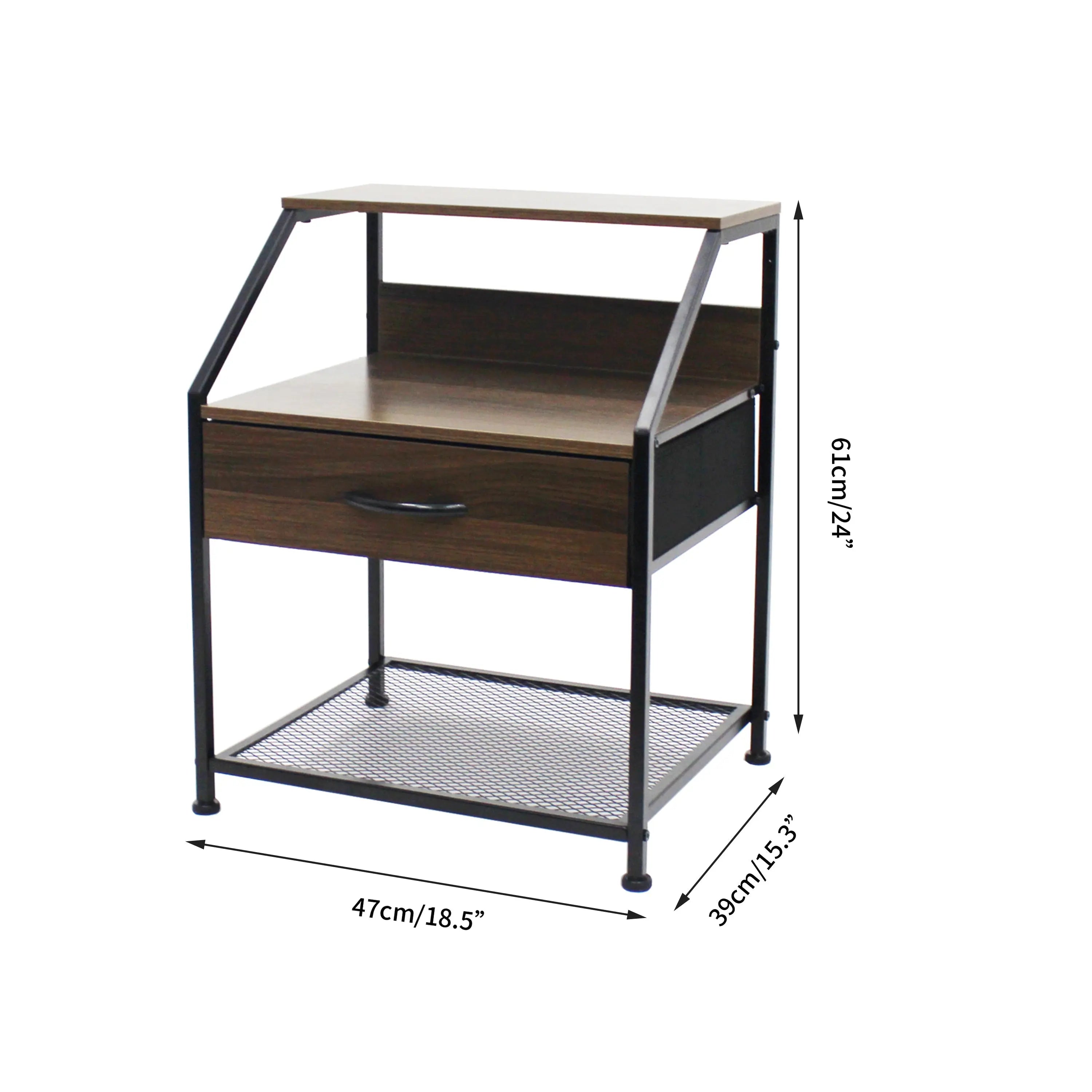 Buró con cajón y balda, organizador cajonera de estructura metal y cajones de tela no tejida y tabla MDF MU:4LIFE