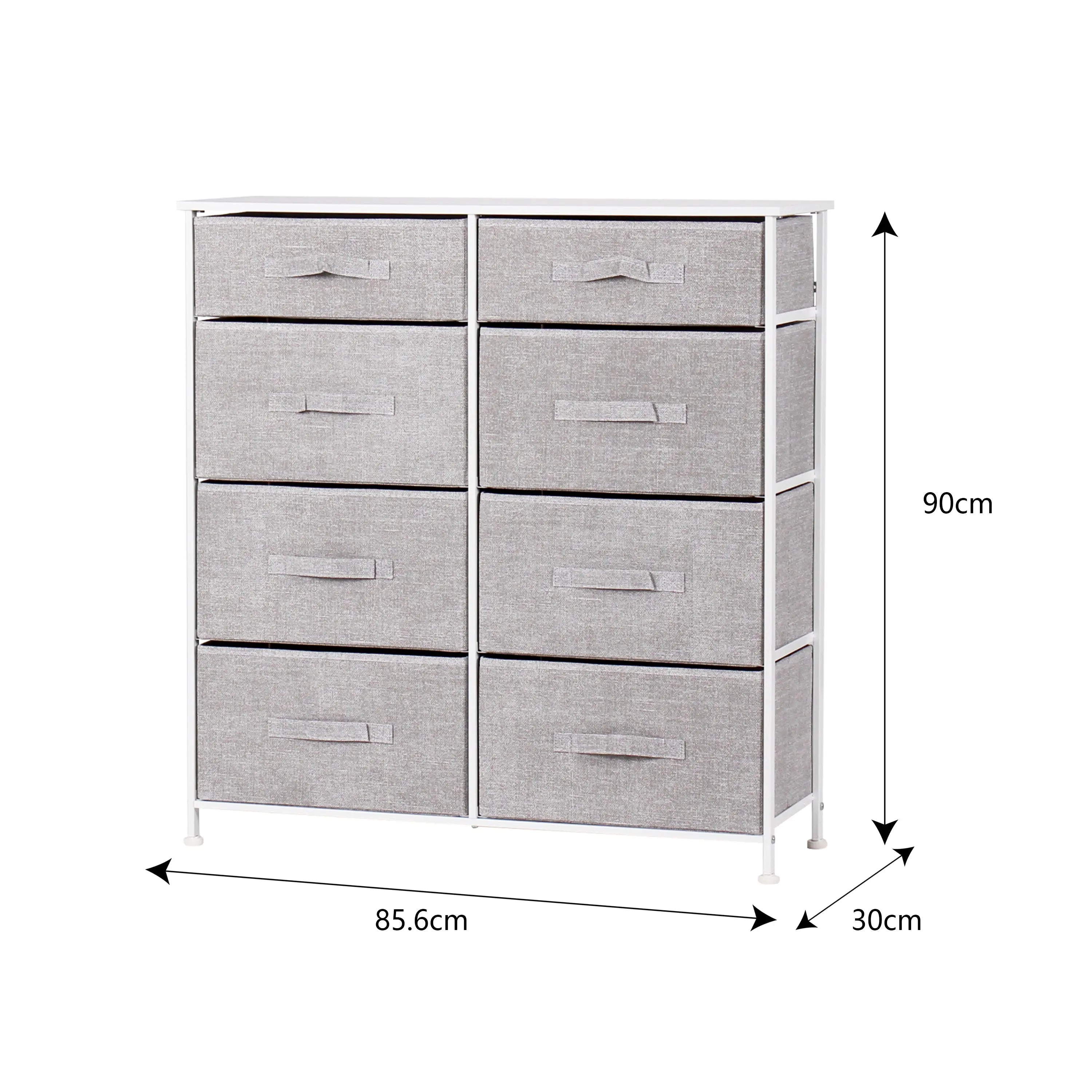 Cómoda closet de 8 cajones almacenamiento para hogar y oficina, organizador cajonera de estructura metal y cajones tela no tejida MU:4LIFE