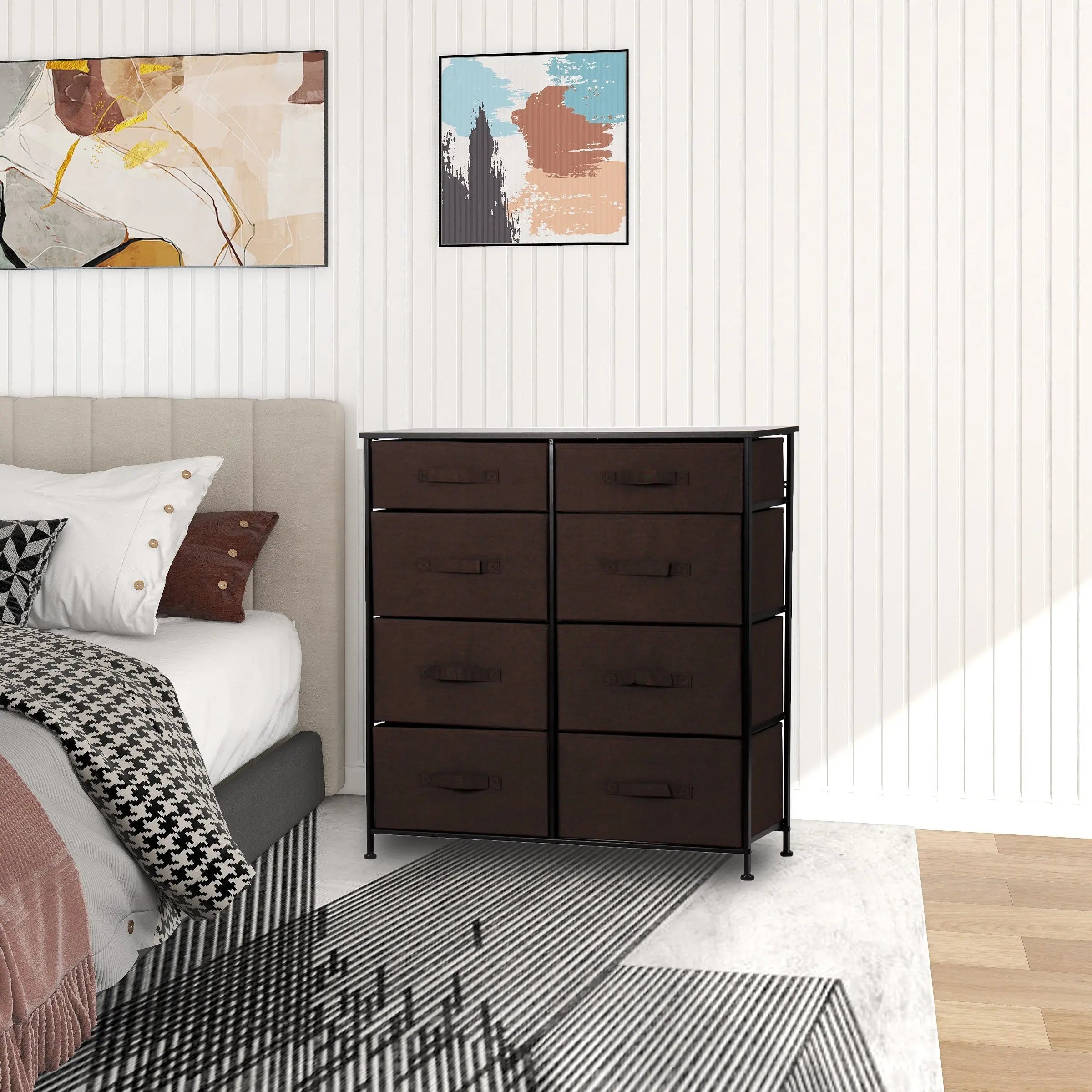 Cómoda closet de 8 cajones almacenamiento para hogar y oficina, organizador cajonera de estructura metal y cajones tela no tejida MU:4LIFE