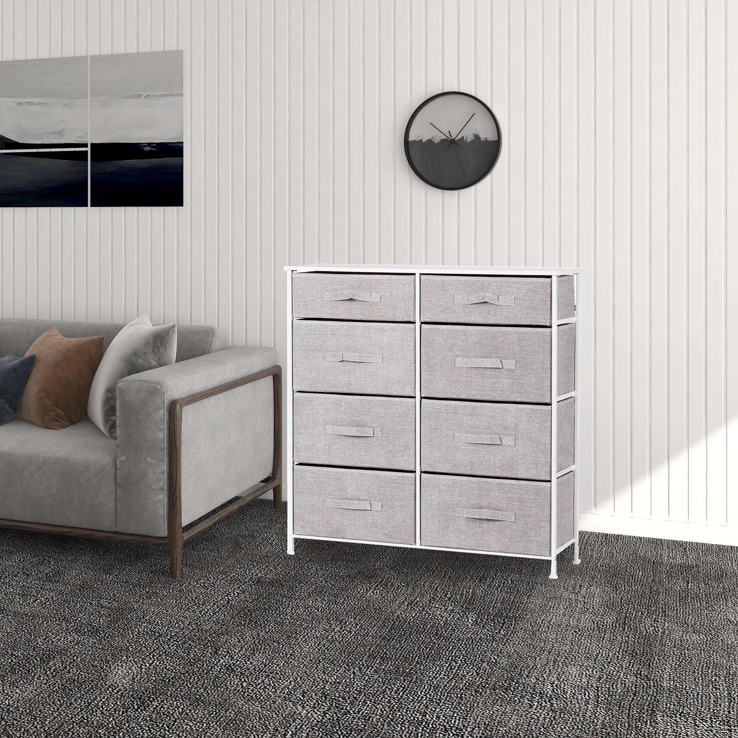 Cómoda closet de 8 cajones almacenamiento para hogar y oficina, organizador cajonera de estructura metal y cajones tela no tejida MU:4LIFE