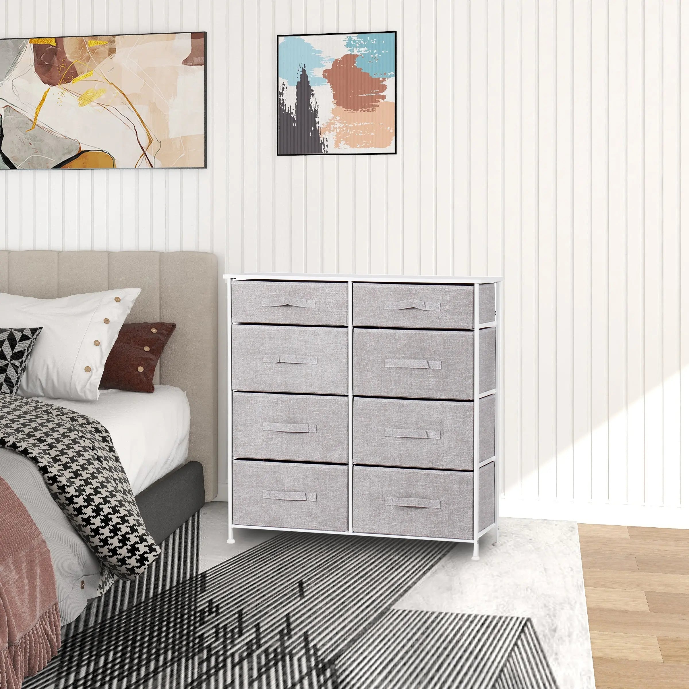 Cómoda closet de 8 cajones almacenamiento para hogar y oficina, organizador cajonera de estructura metal y cajones tela no tejida MU:4LIFE