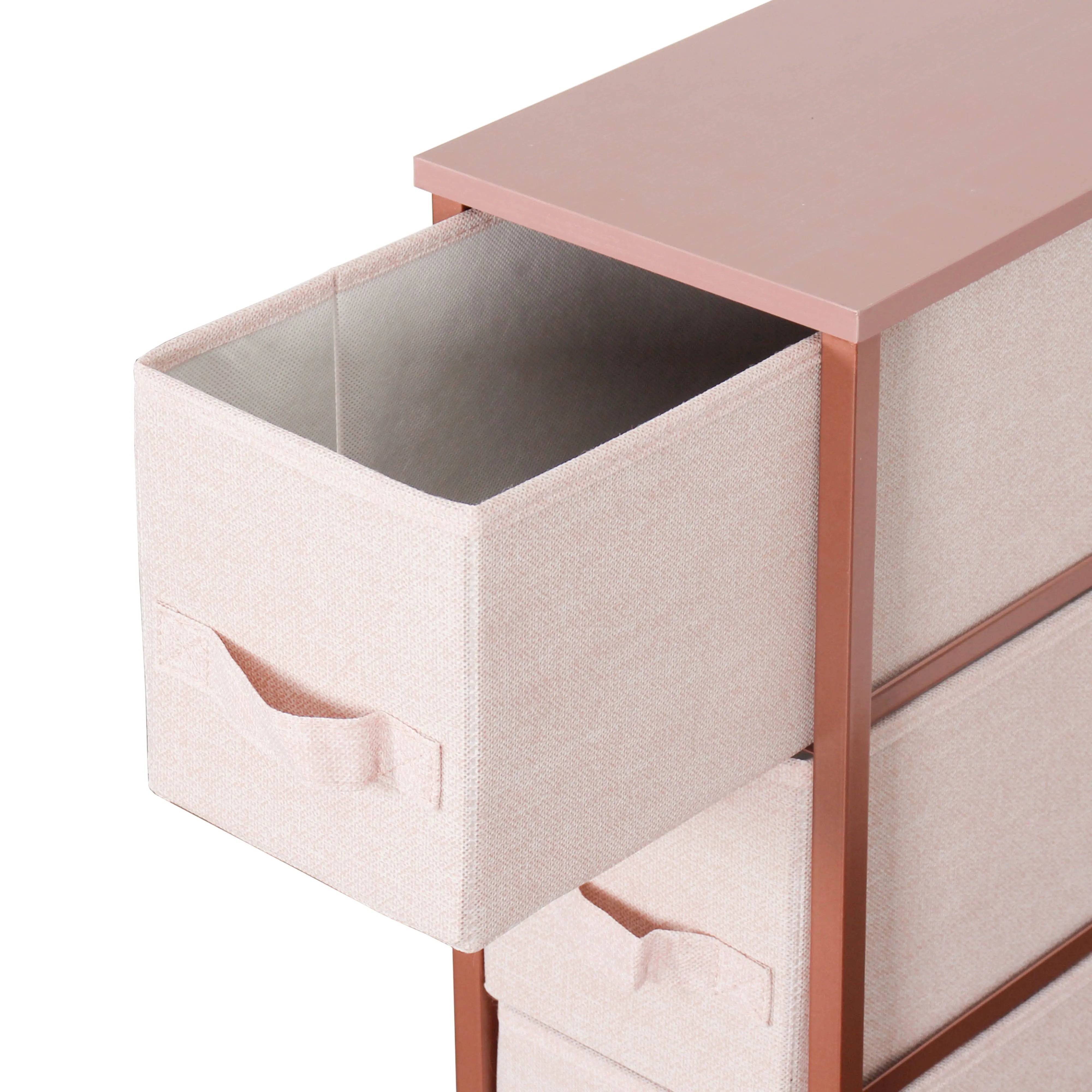 Cómoda estrecha de 4 cajones almacenamiento para hogar y oficina, organizador cajonera de estructura metal y cajones tela no tejida MU:4LIFE