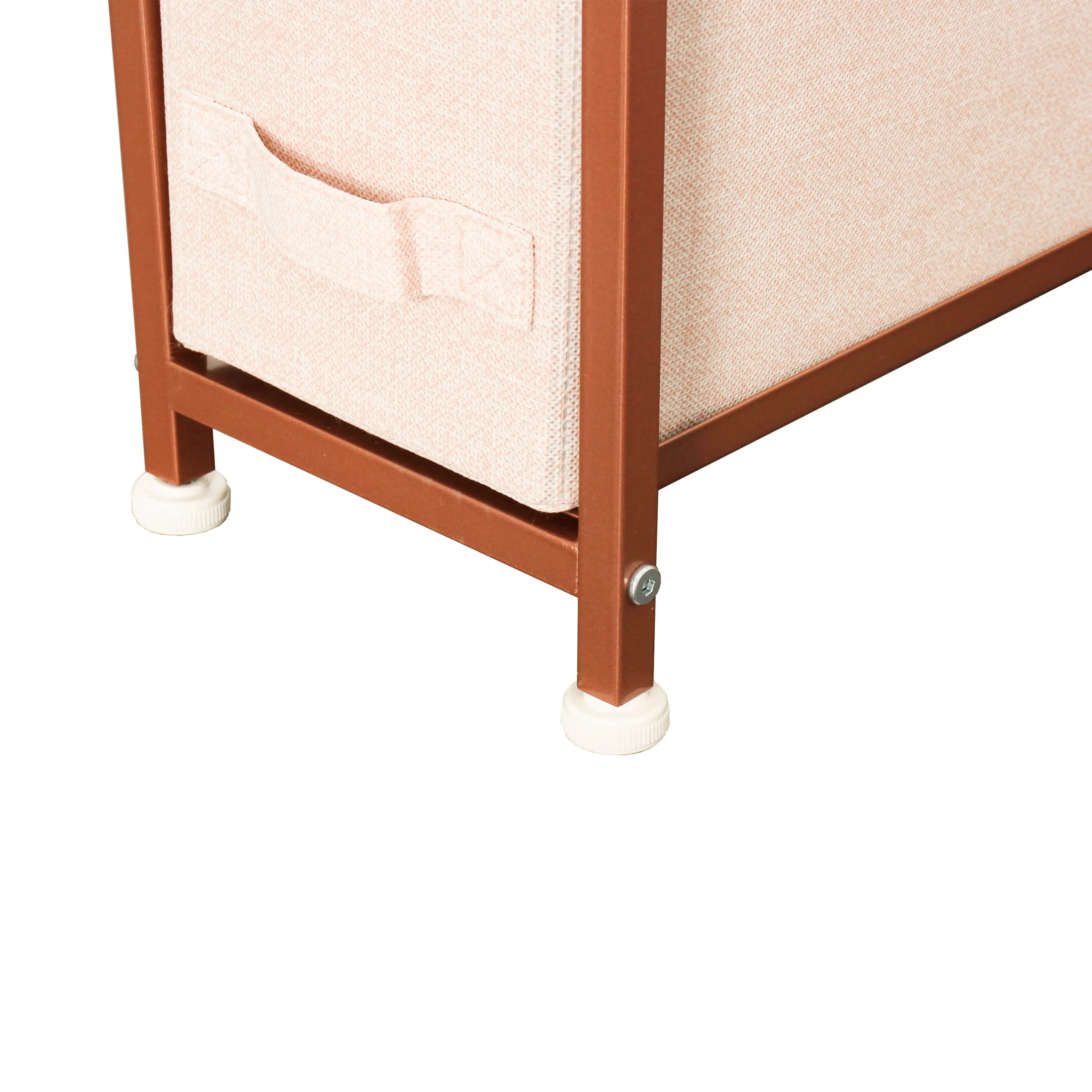 Cómoda estrecha de 4 cajones almacenamiento para hogar y oficina, organizador cajonera de estructura metal y cajones tela no tejida MU:4LIFE