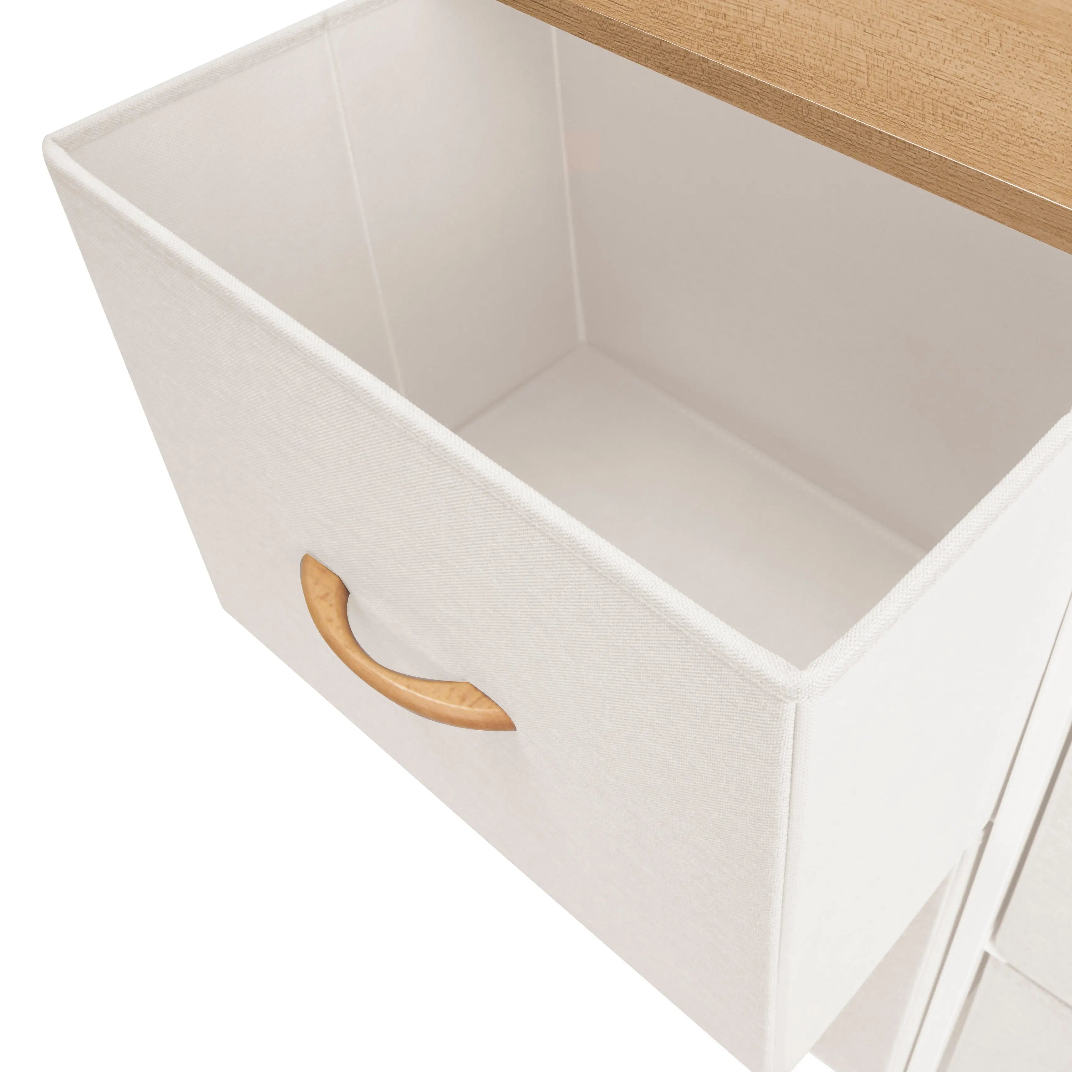 Cómoda compacta de 4 cajones almacenamiento para hogar y oficina, organizador cajonera de estructura metal y cajones de tela lino poliéster y tela no tejida MU:4LIFE