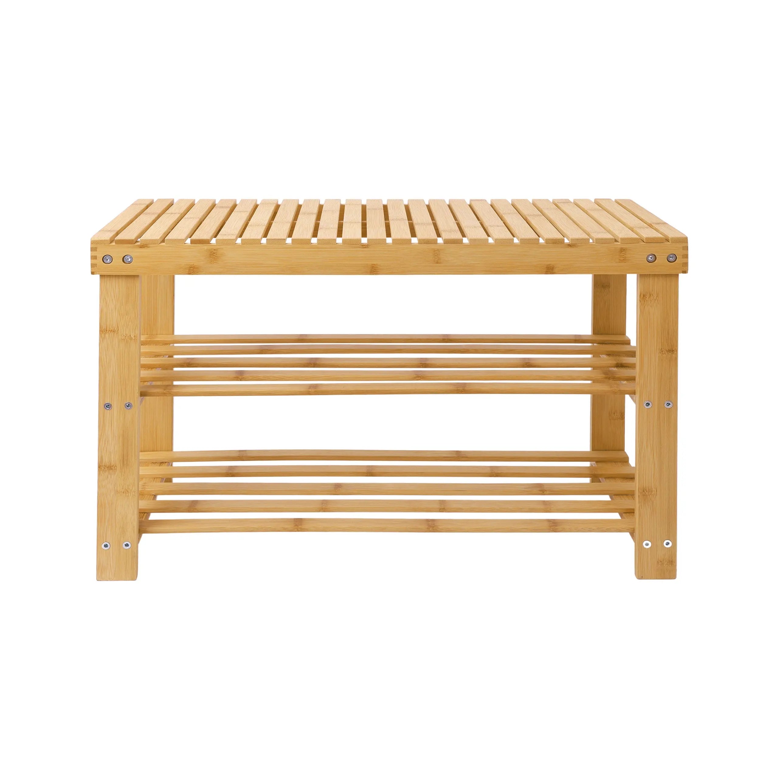 Banco zapatera de bambú, organizador de zapatos de 3 niveles MU:4LIFE