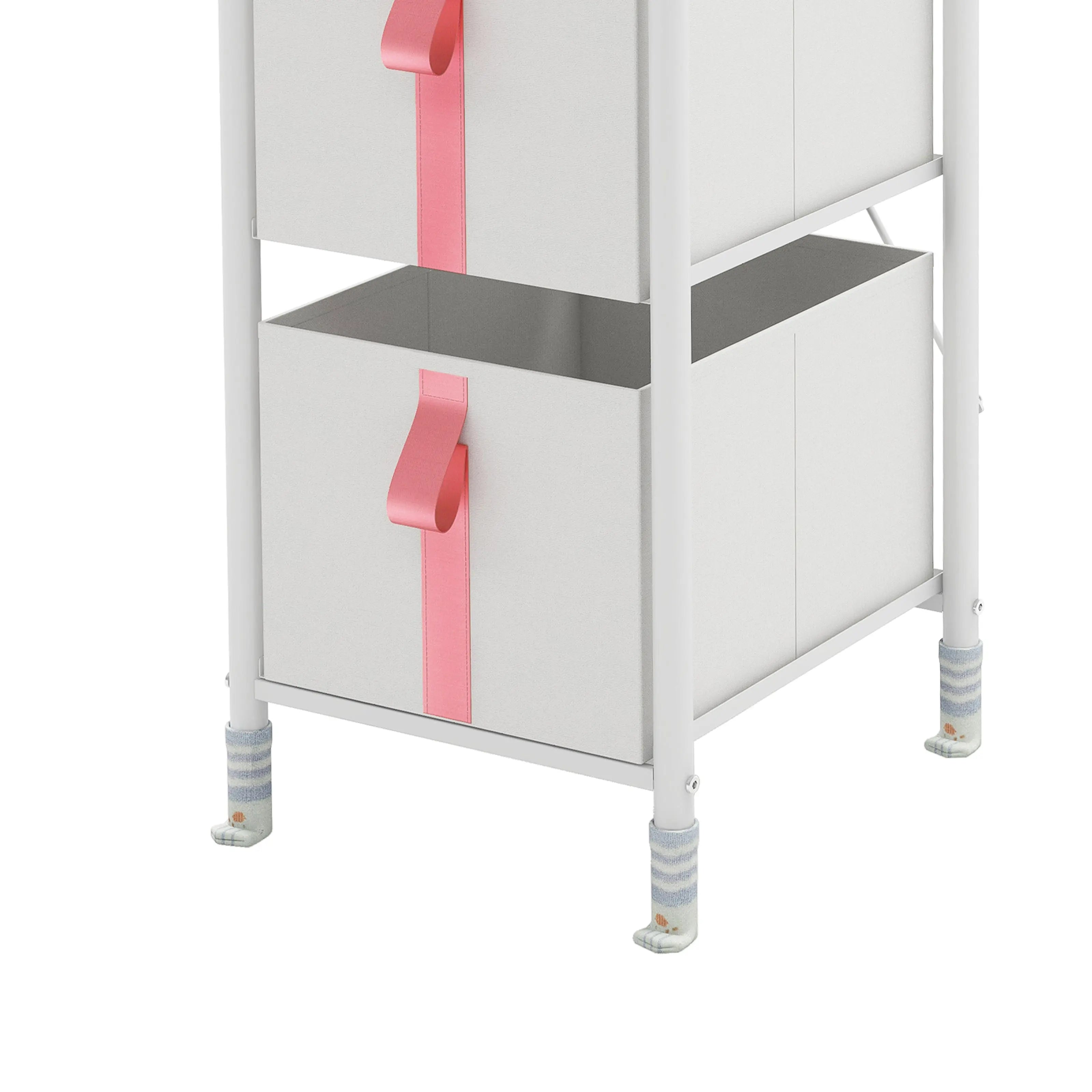 Cómoda vertical organizador de 4 cajones para juguetes de niños, almacenamiento de ropa, juguetes, estructura metal y cajones de tela lino poliéster y tela no tejida MU:4LIFE
