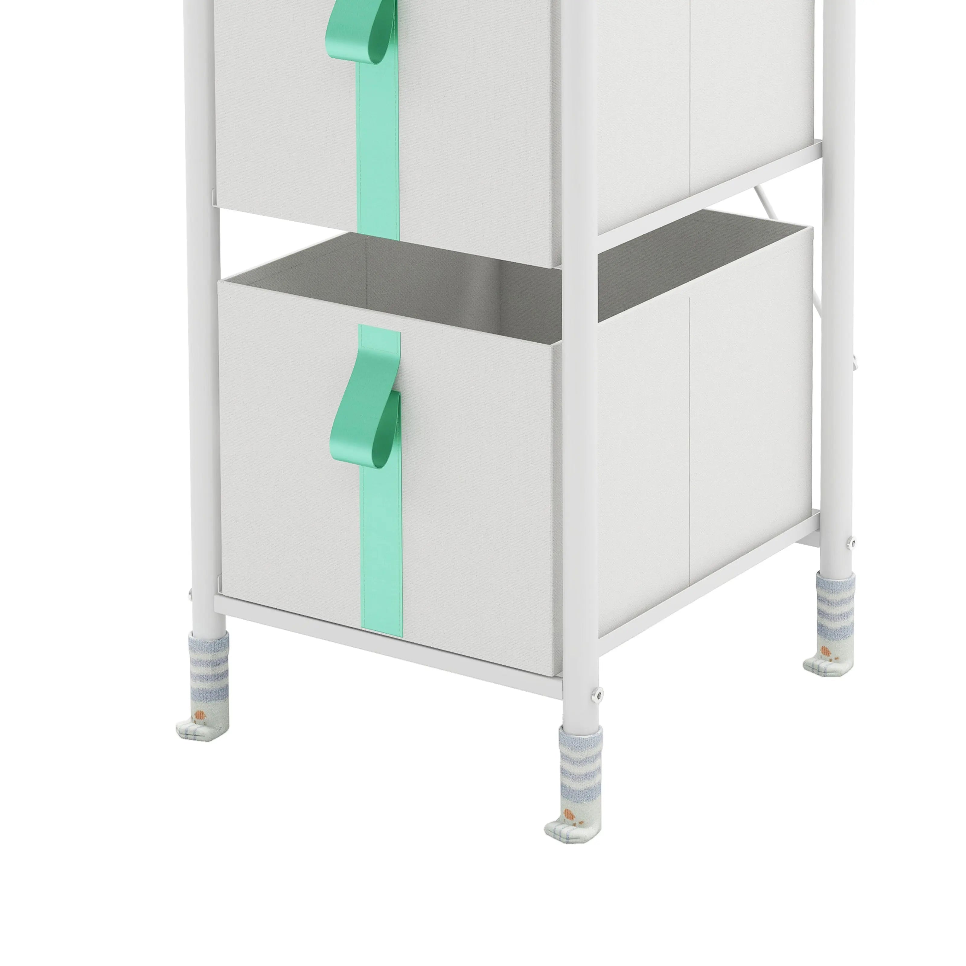 Cómoda vertical organizador de 4 cajones para juguetes de niños, almacenamiento de ropa, juguetes, estructura metal y cajones de tela lino poliéster y tela no tejida MU:4LIFE