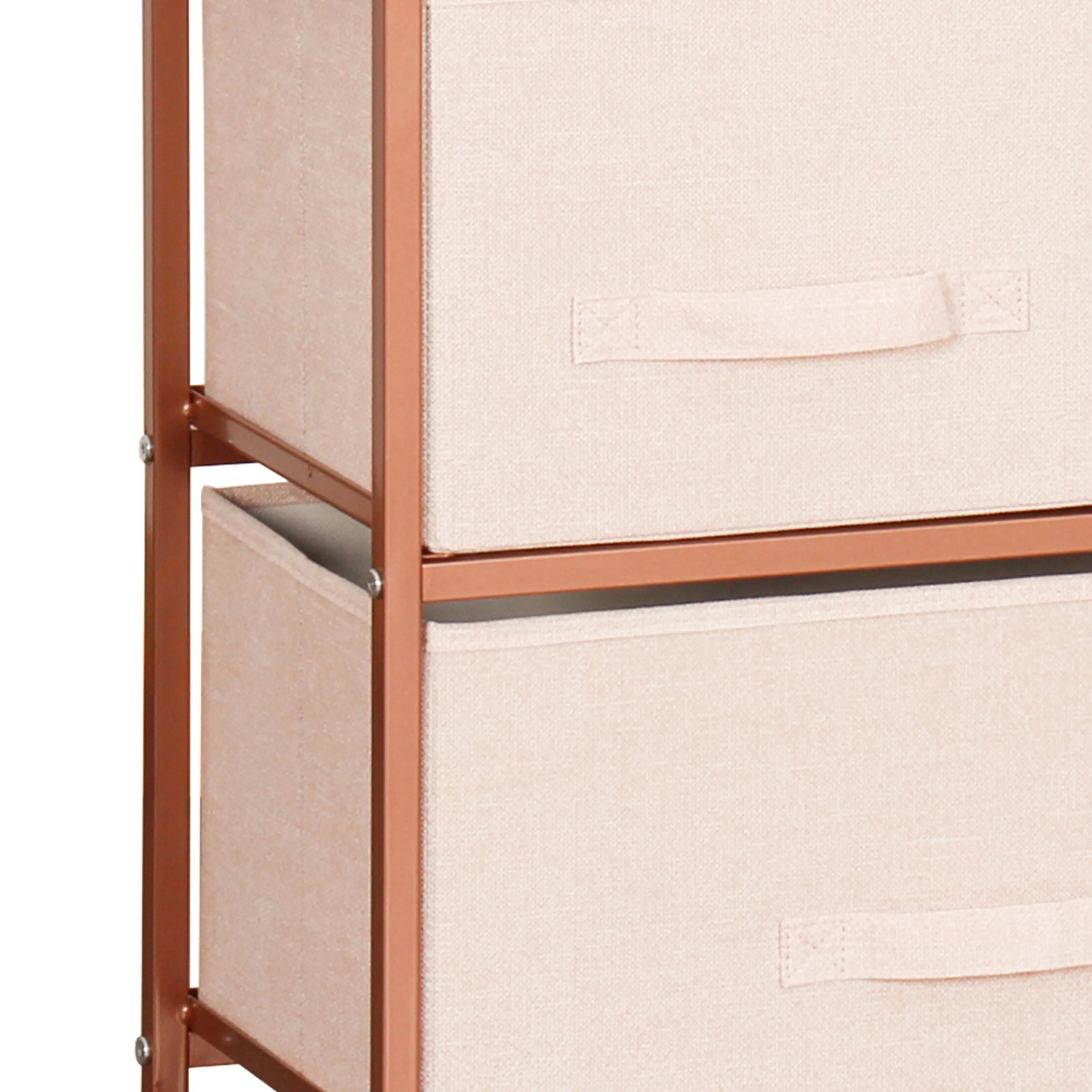 Cómoda baja de 5 cajones almacenamiento para hogar y oficina, organizador cajonera de estructura metal y cajones de tela no tejida MU:4LIFE