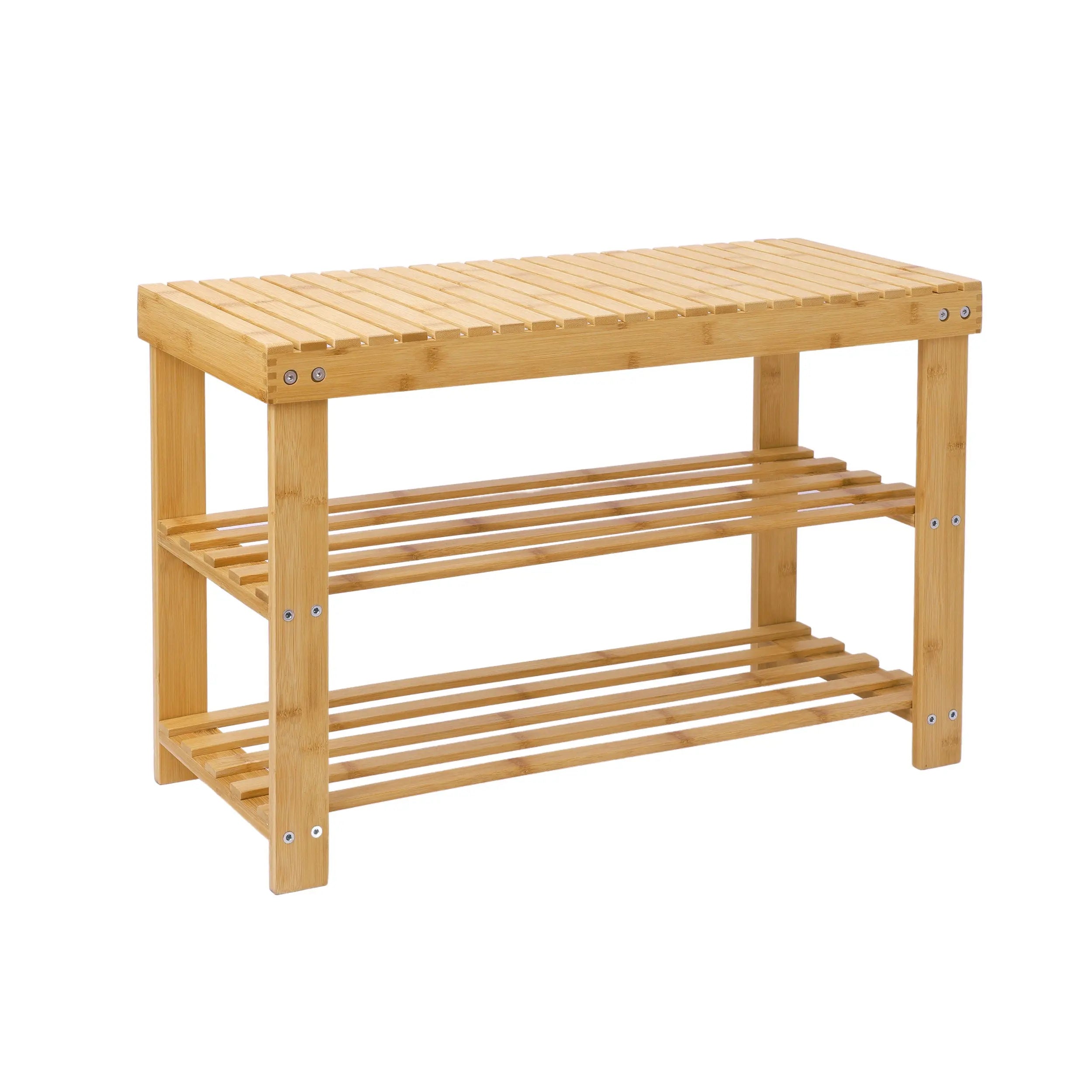 Banco zapatera de bambú, organizador de zapatos de 3 niveles MU:4LIFE