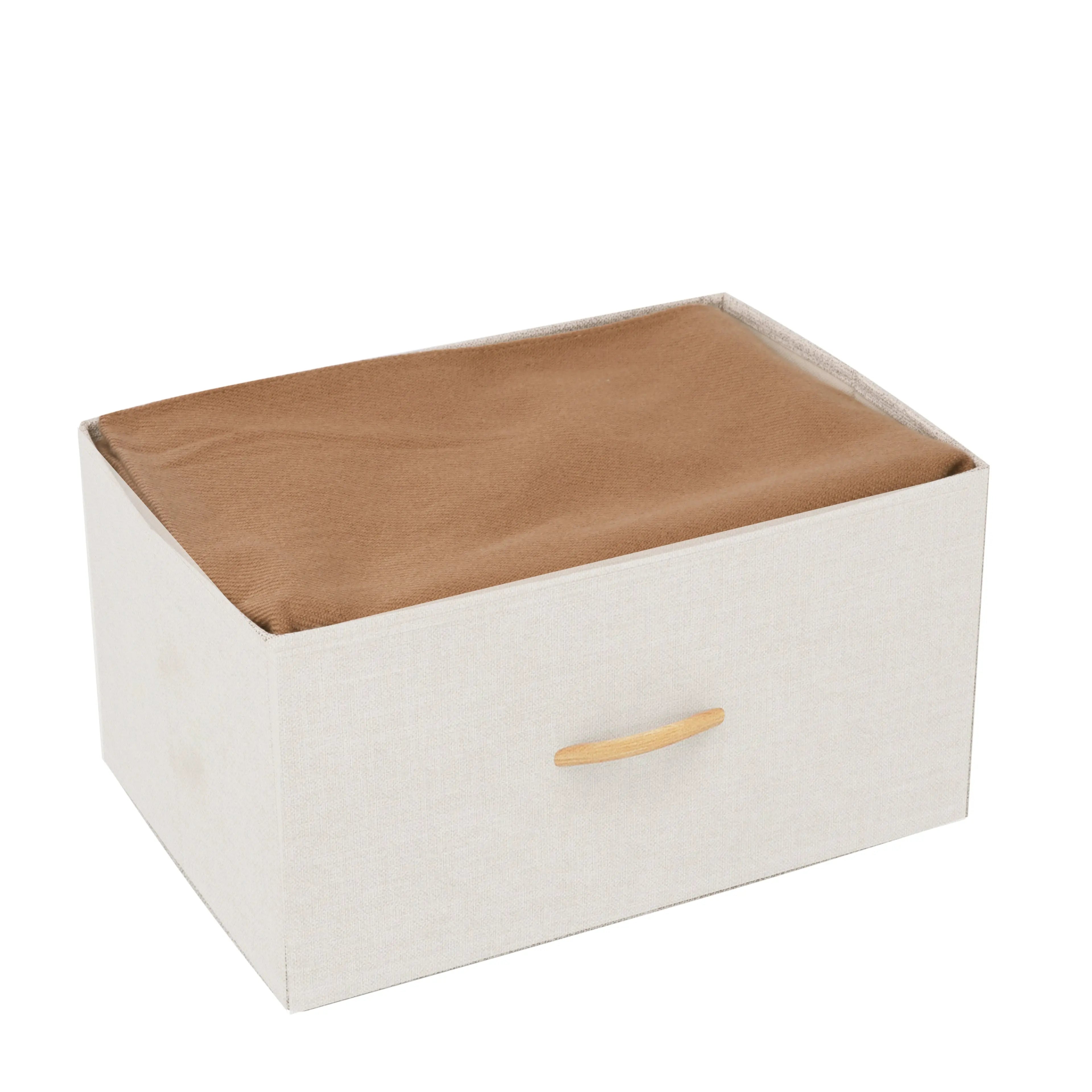 Cómoda de 5 cajones almacenamiento para hogar y oficina, organizador cajonera de estructura metal y cajones de tela lino poliéster y tela No Tejida MU:4LIFE