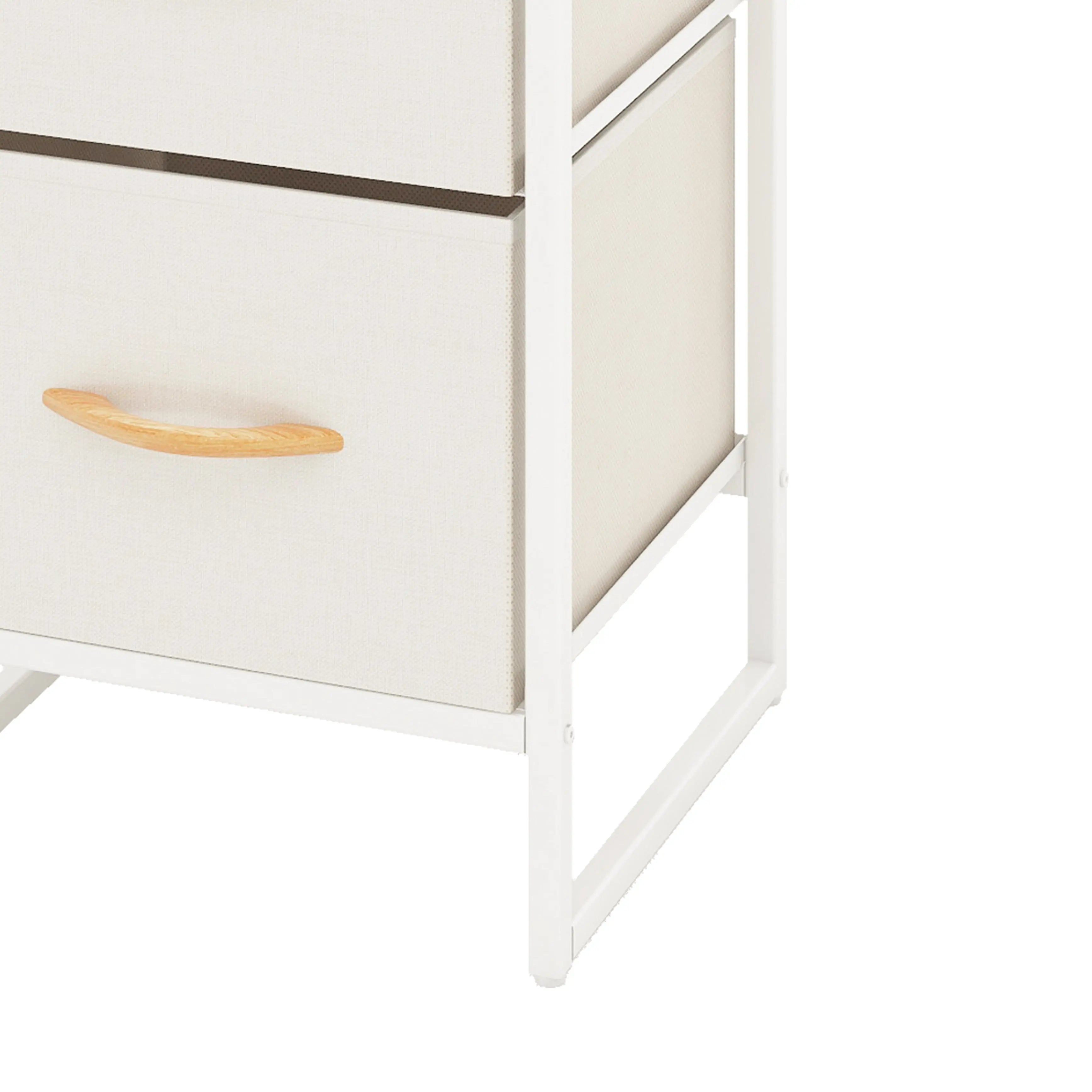 Cómoda compacta de 4 cajones almacenamiento para hogar y oficina, organizador cajonera de estructura metal y cajones de tela lino poliéster y tela no tejida MU:4LIFE