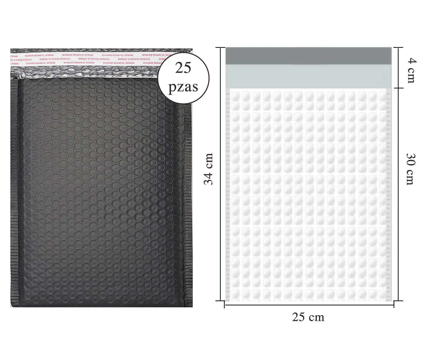 Sobres de burbuja de 25*30 cm, sobres acolchados, sobres de envió con auto adhesivos, 25 piezas MU:4LIFE