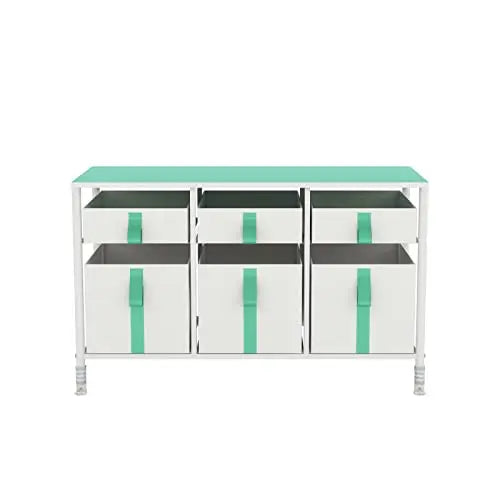 Cómoda organizador de 6 cajones para juguetes de niños, almacenamiento de ropa, juguetes, estructura metal y cajones de tela lino poliéster y tela no tejida MU:4LIFE