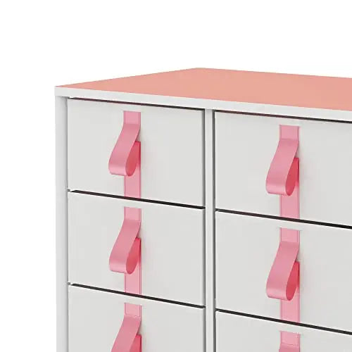 Cómoda de 6 cajones para niños, almacenamiento de ropa y juguetes, organizador cajonera de estructura metal y cajones de tela lino poliéster y tela no tejida MU:4LIFE