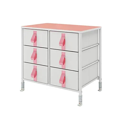 Cómoda de 6 cajones para niños, almacenamiento de ropa y juguetes, organizador cajonera de estructura metal y cajones de tela lino poliéster y tela no tejida MU:4LIFE