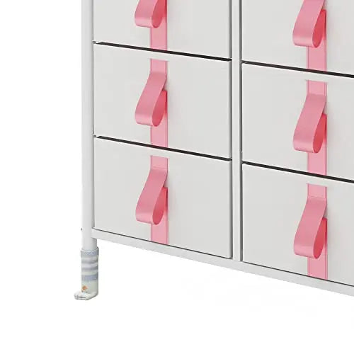 Cómoda de 6 cajones para niños, almacenamiento de ropa y juguetes, organizador cajonera de estructura metal y cajones de tela lino poliéster y tela no tejida MU:4LIFE