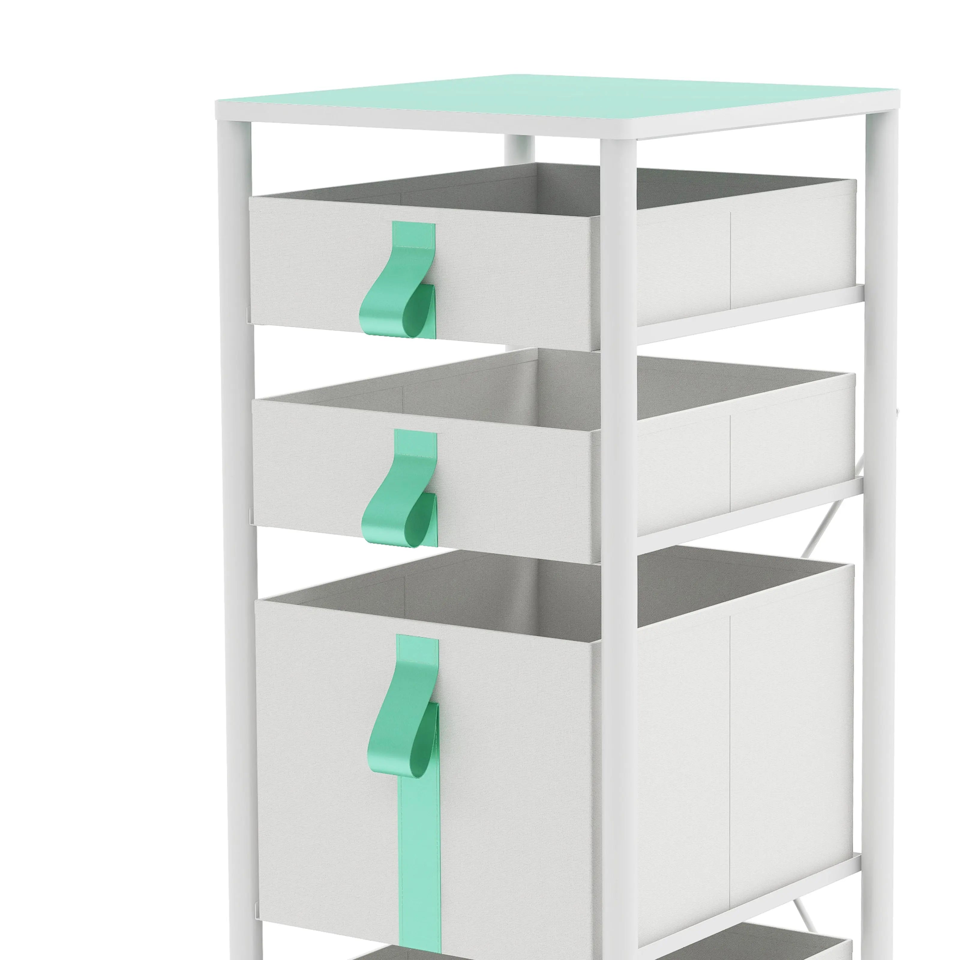 Cómoda vertical organizador de 4 cajones para juguetes de niños, almacenamiento de ropa, juguetes, estructura metal y cajones de tela lino poliéster y tela no tejida MU:4LIFE