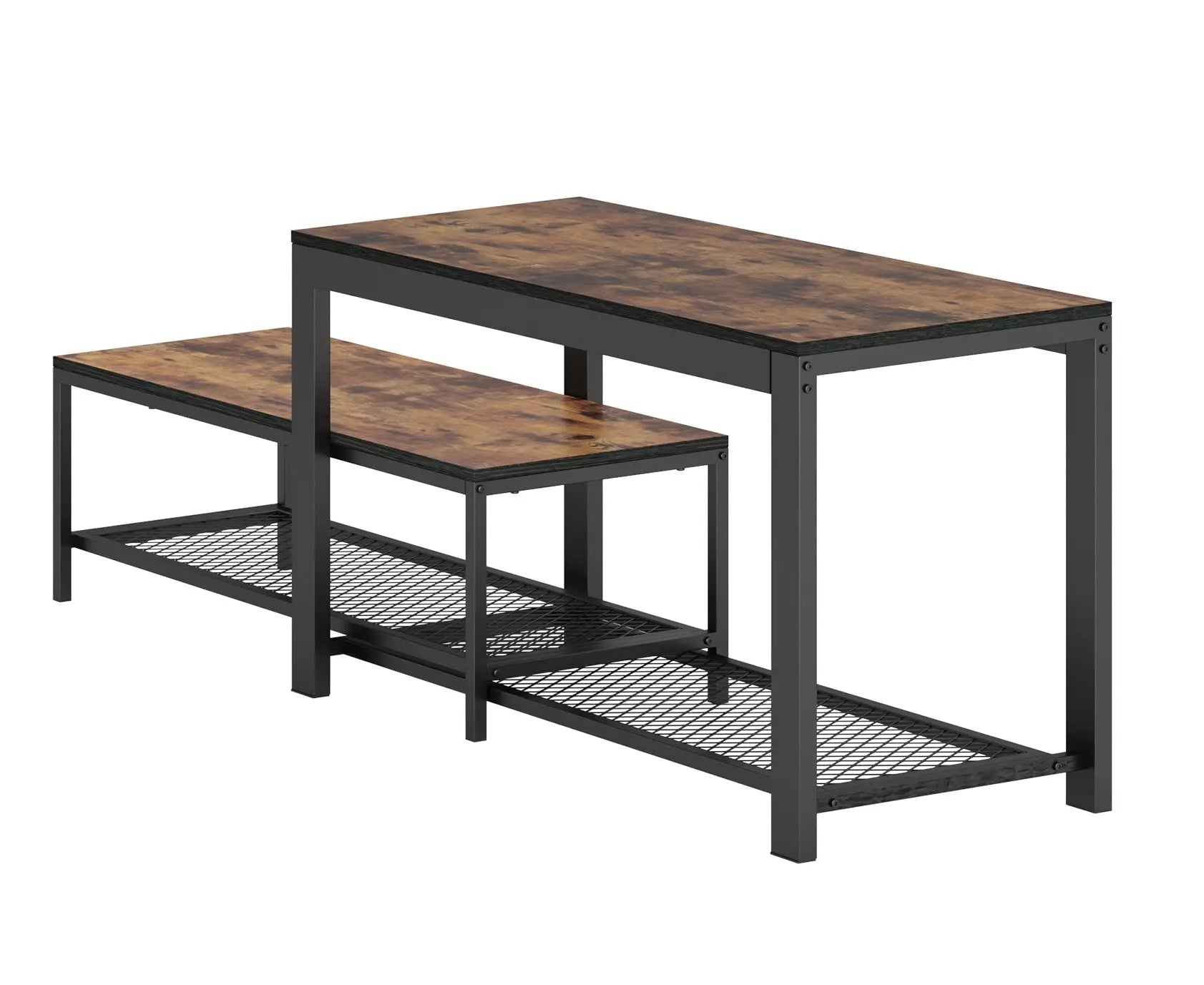 Set de 2 bancas zapateras metálica y tabla MDF, estilo 2 en 1 para entrada MU:4LIFE