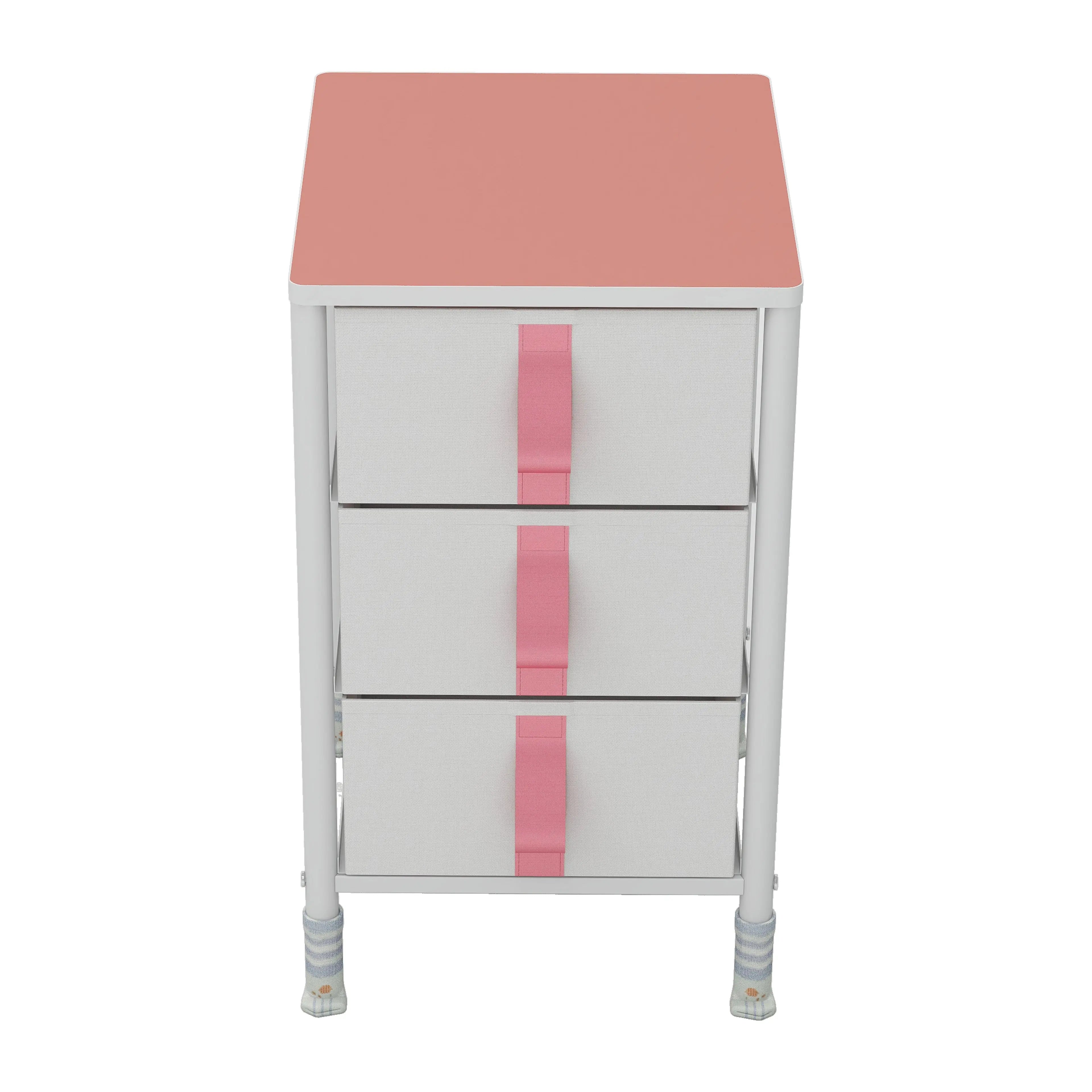 Cómoda organizador de 6 cajones para juguetes de niños, almacenamiento de ropa, juguetes, estructura metal y cajones de tela lino poliéster y tela no tejida MU:4LIFE