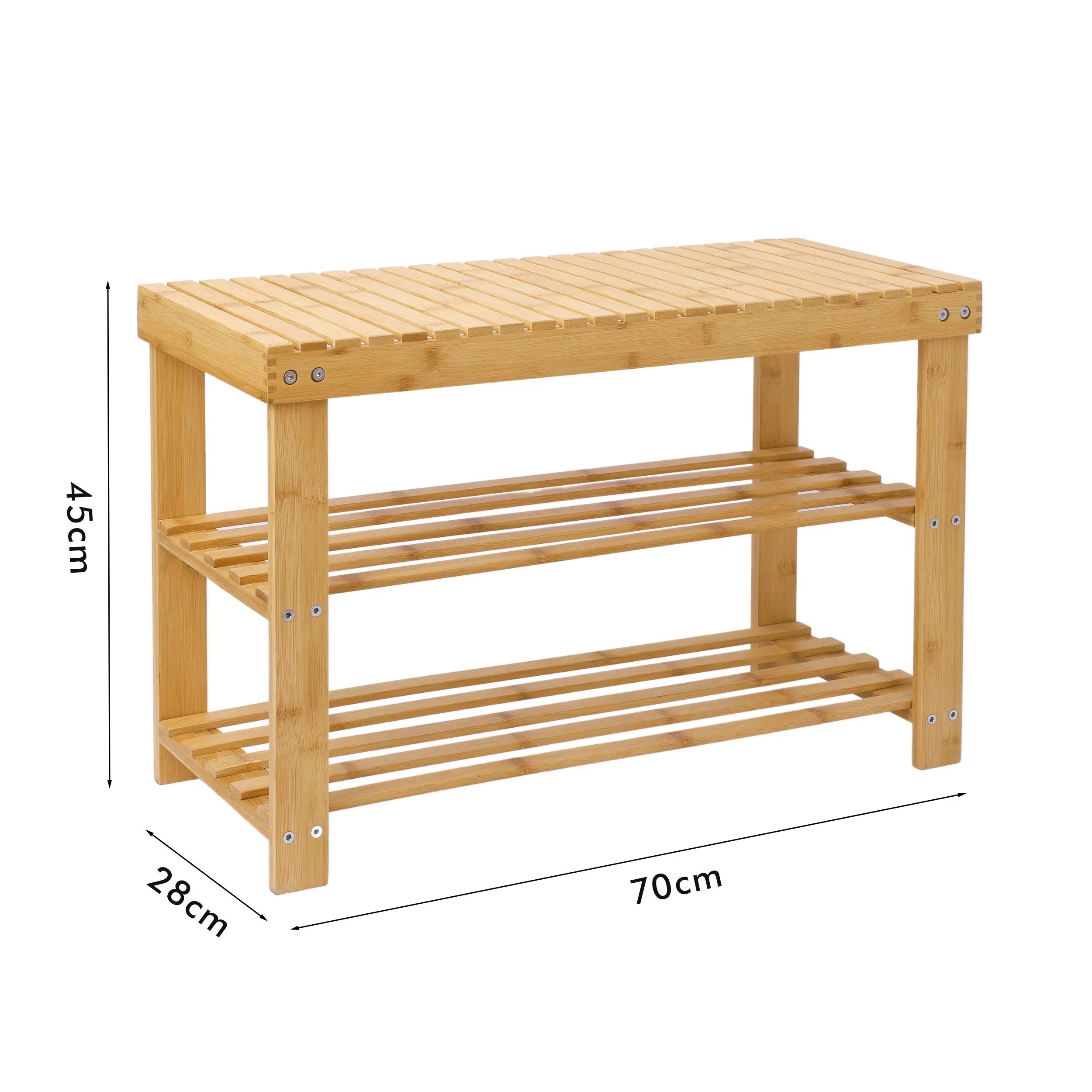Banco zapatera de bambú, organizador de zapatos de 3 niveles MU:4LIFE