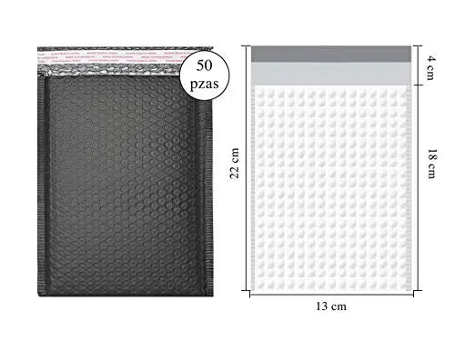 Sobres de burbuja de 13*18 cm, sobres acolchados, sobres de envió con auto adhesivos, 50 piezas MU:4LIFE