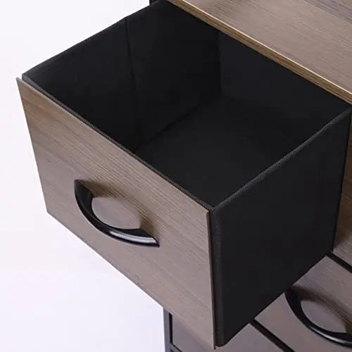 Cómoda de 5 cajones con balda almacenamiento para hogar y oficina, organizador cajonera de estructura metal y cajones de tela no tejida y tabla MDF MU:4LIFE